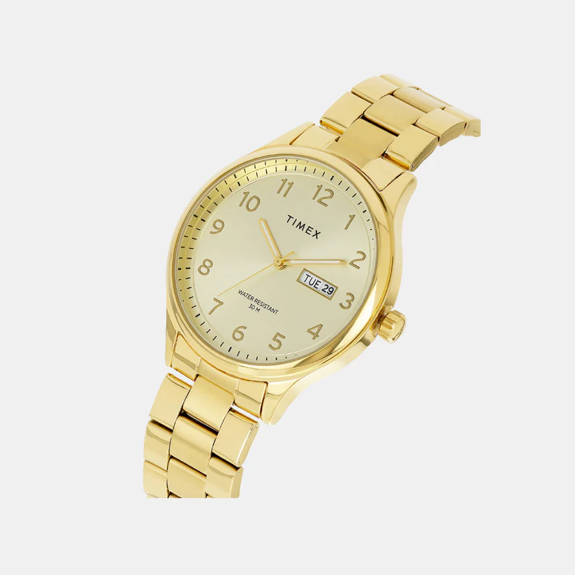 Fashion Men Quartz Champagne Dial Analog Stainless Steel Watch TWEG18442 - Image 2