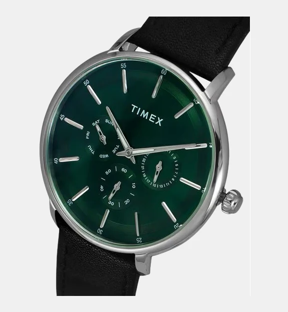Fashion Men Quartz Green Dial Chronograph Leather Watch TWEG22000 - Image 3