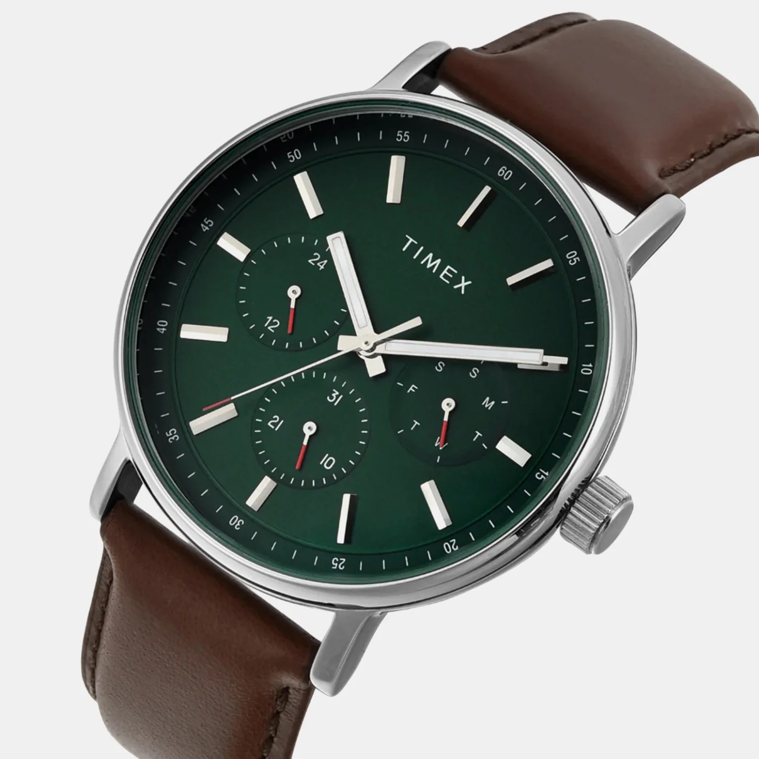Fashion Men Quartz Green Dial Multi-Function Leather Watch TWEG20022 - Image 2
