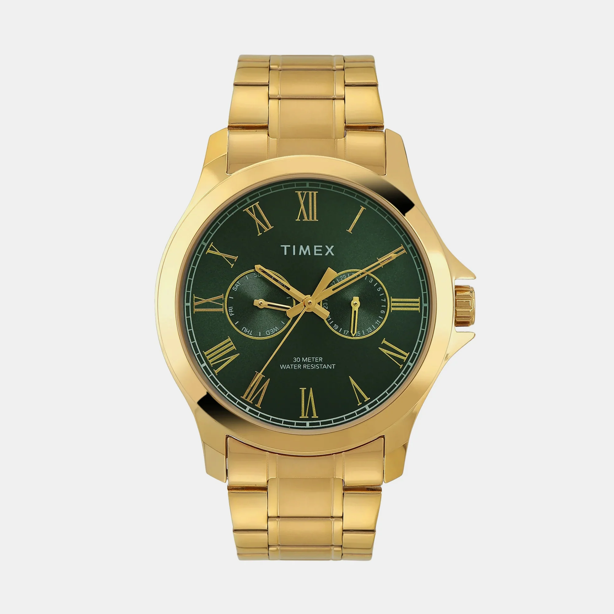 Fashion Men Quartz Green Dial Multi-Function Stainless Steel Watch TW000X142 - Image 2