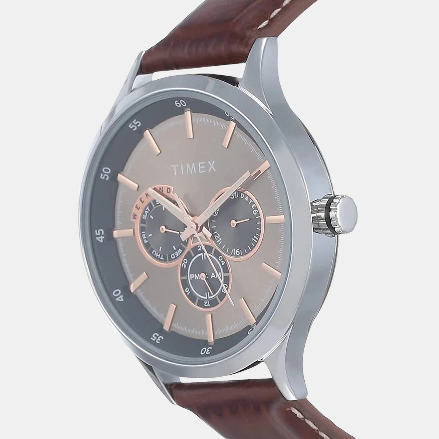 Fashion Men Quartz Grey Dial Chronograph Leather Watch TW000T309 - Image 2