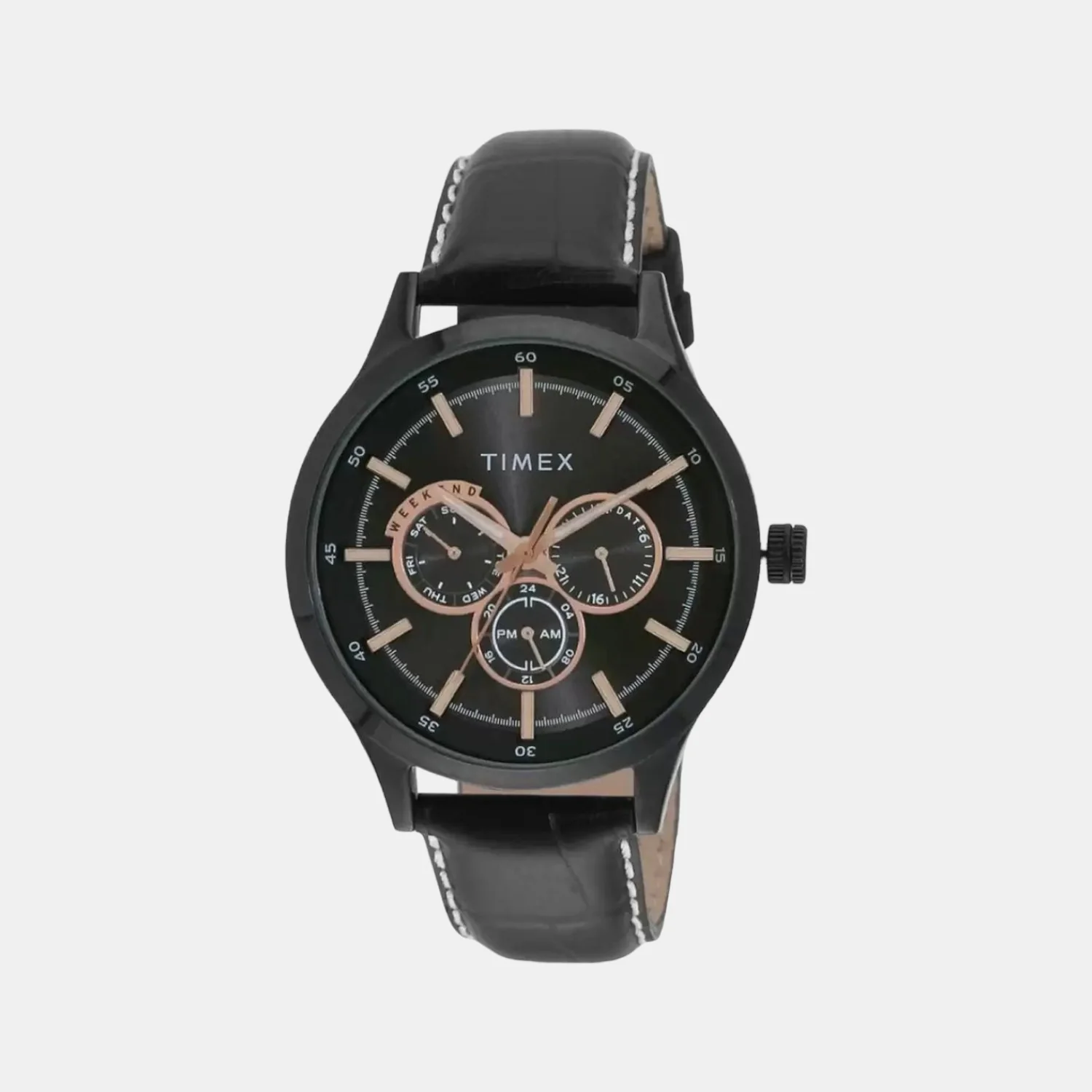 Fashion Men Quartz Grey Dial Chronograph Leather Watch TW000T313