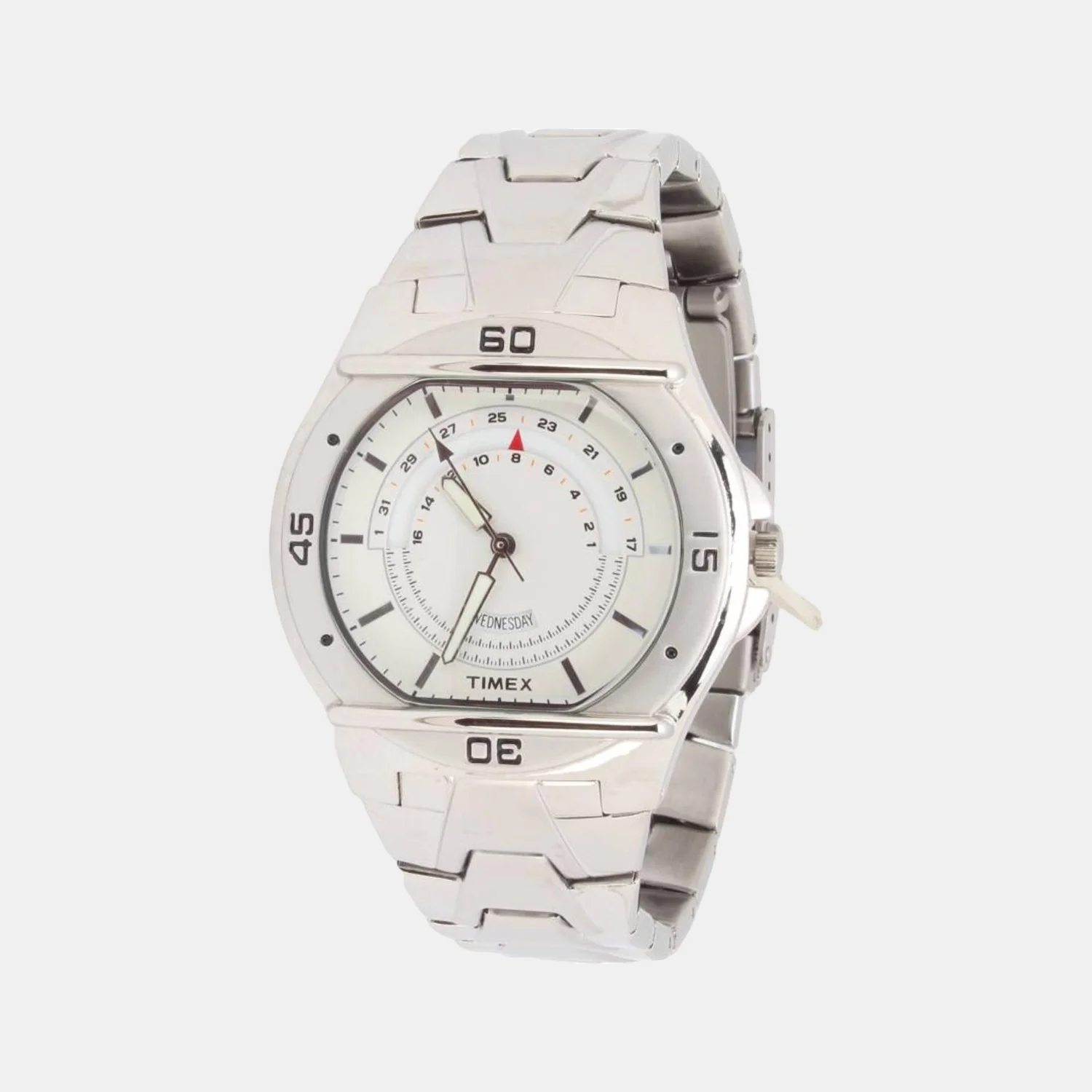 Fashion Men Quartz Silver Dial Analog Stainless Steel Watch TW000EL06