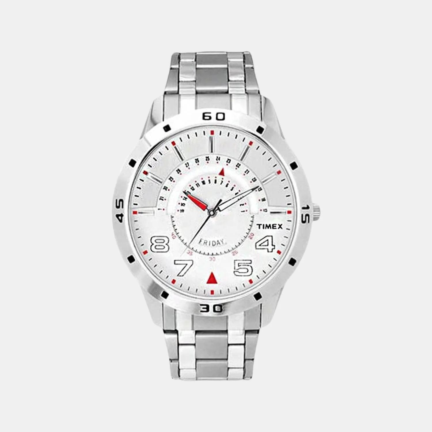 Fashion Men Quartz Silver Dial Analog Stainless Steel Watch TW000U904