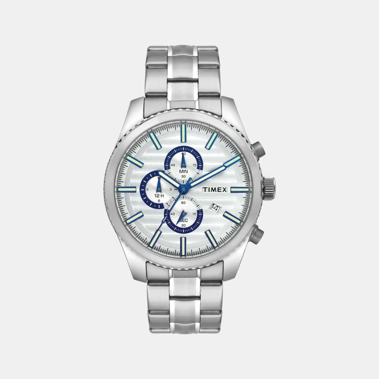 Fashion Men Quartz Silver Dial Chronograph Stainless Steel Watch TWEG19503