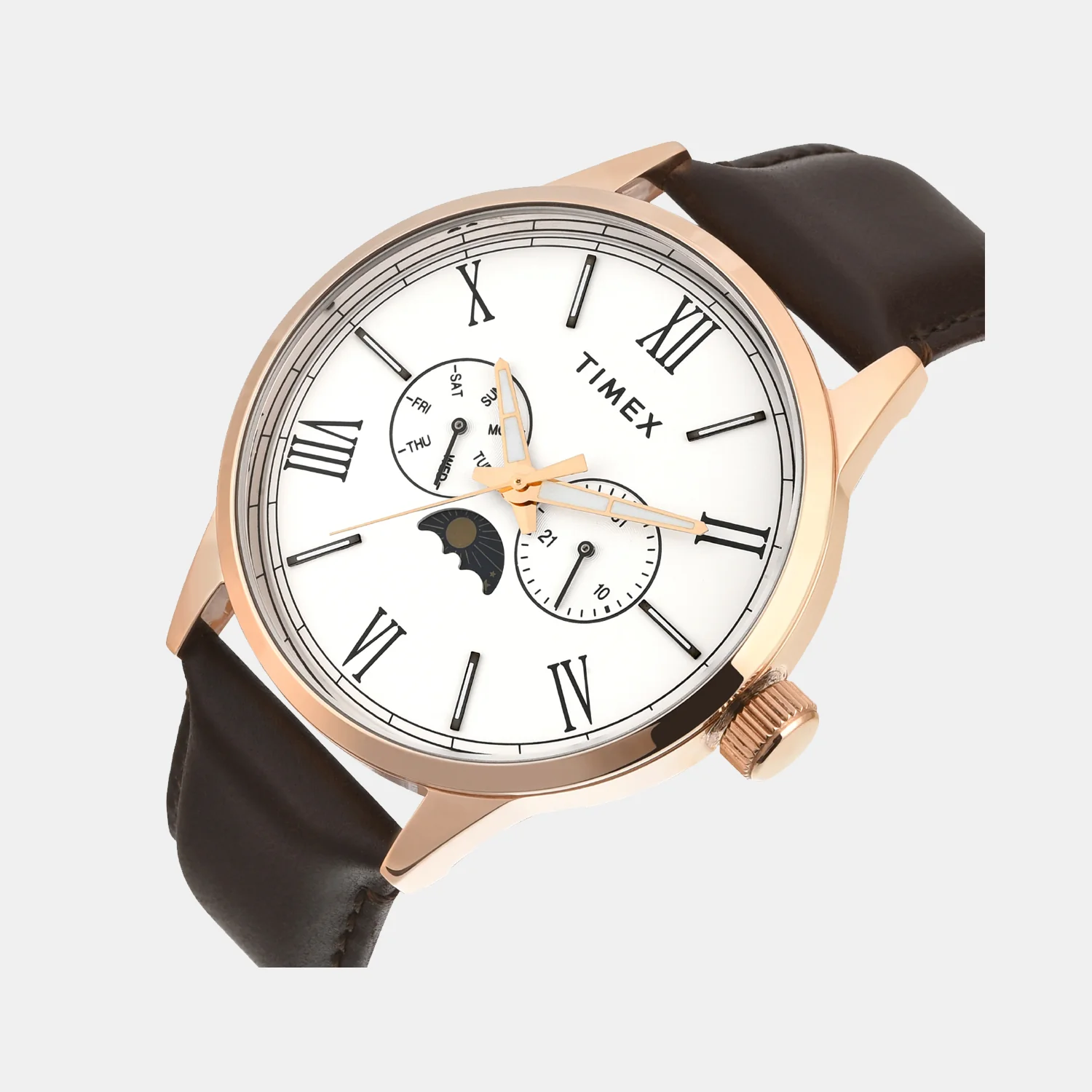 Fashion Men Quartz White Dial Multi-Function Leather Watch TWEG19943 - Image 2