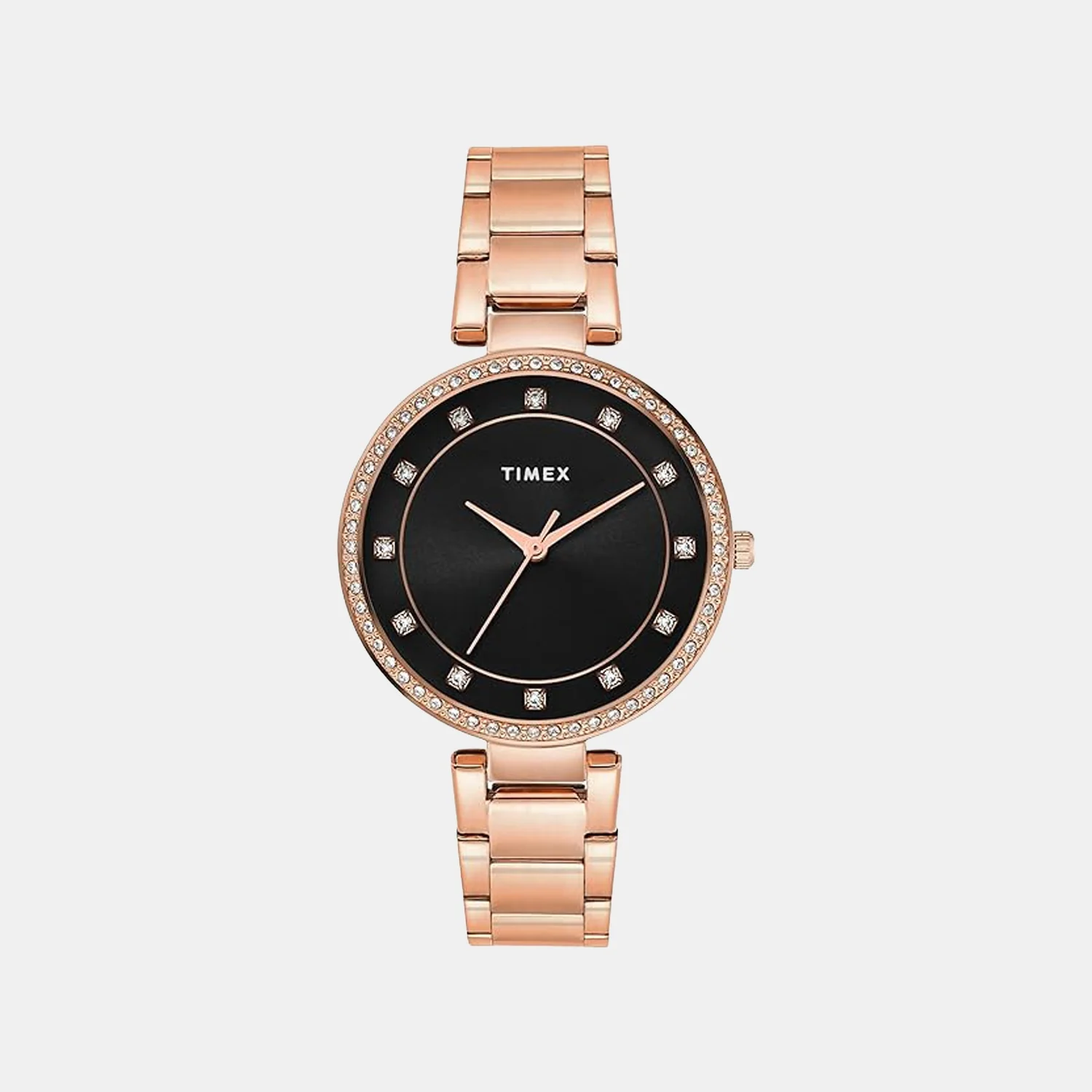 Fashion Women Quartz Black Dial Analog Stainless Steel Watch TWEL18725