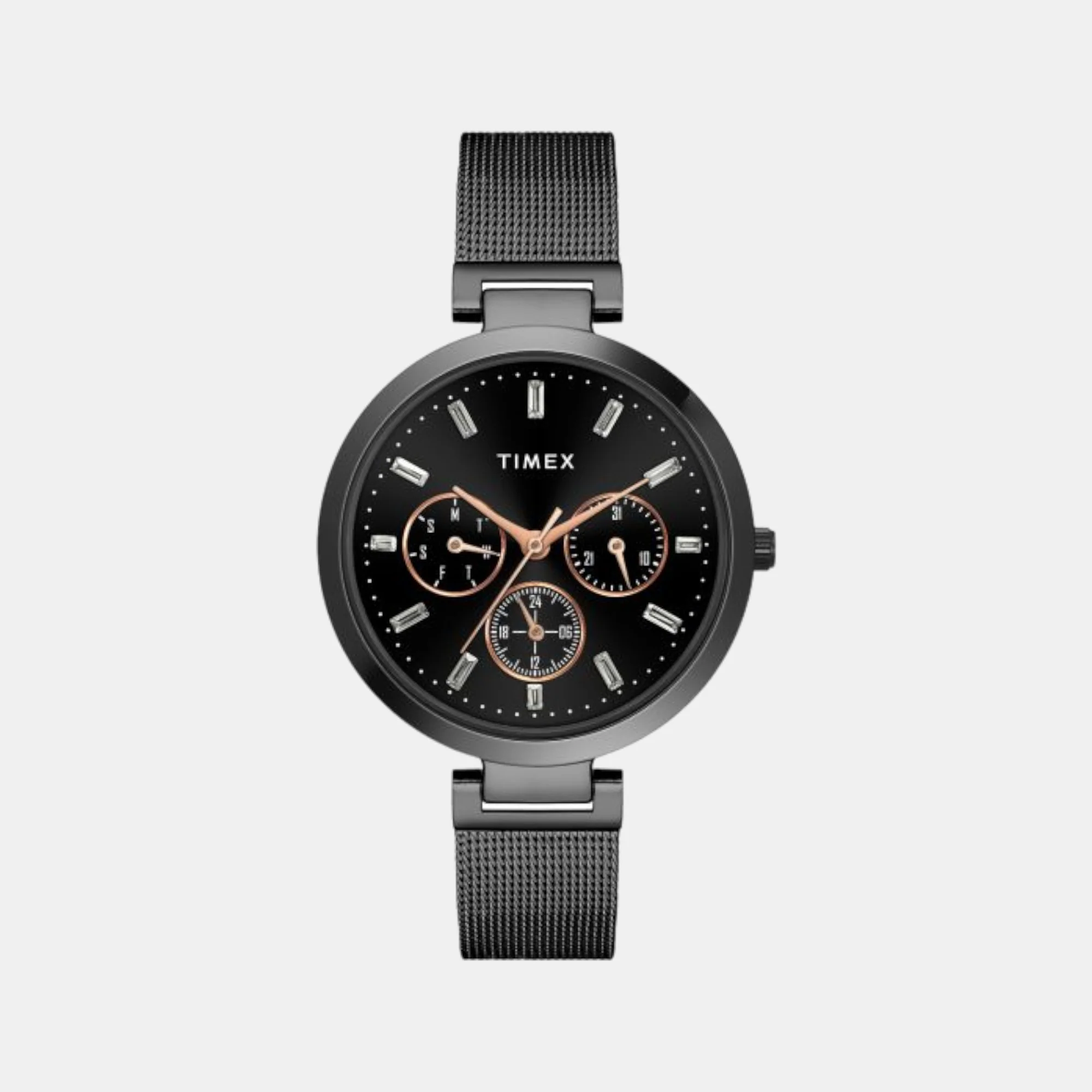 Fashion Women Quartz Black Dial Chronograph Stainless Steel Watch TW000X243 - Image 2