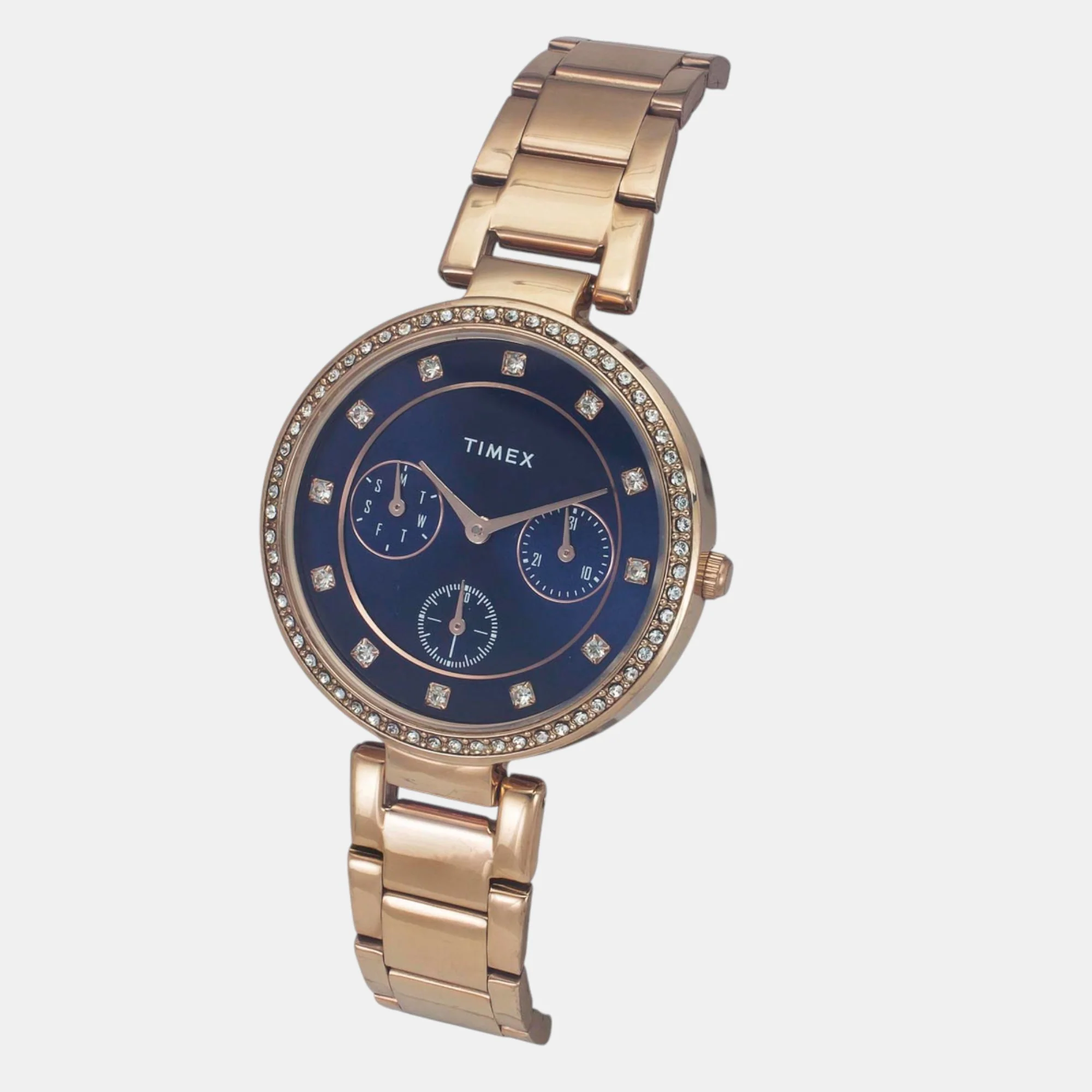 Fashion Women Quartz Blue Dial Multi-Function Stainless Steel Watch TWEL18703 - Image 2