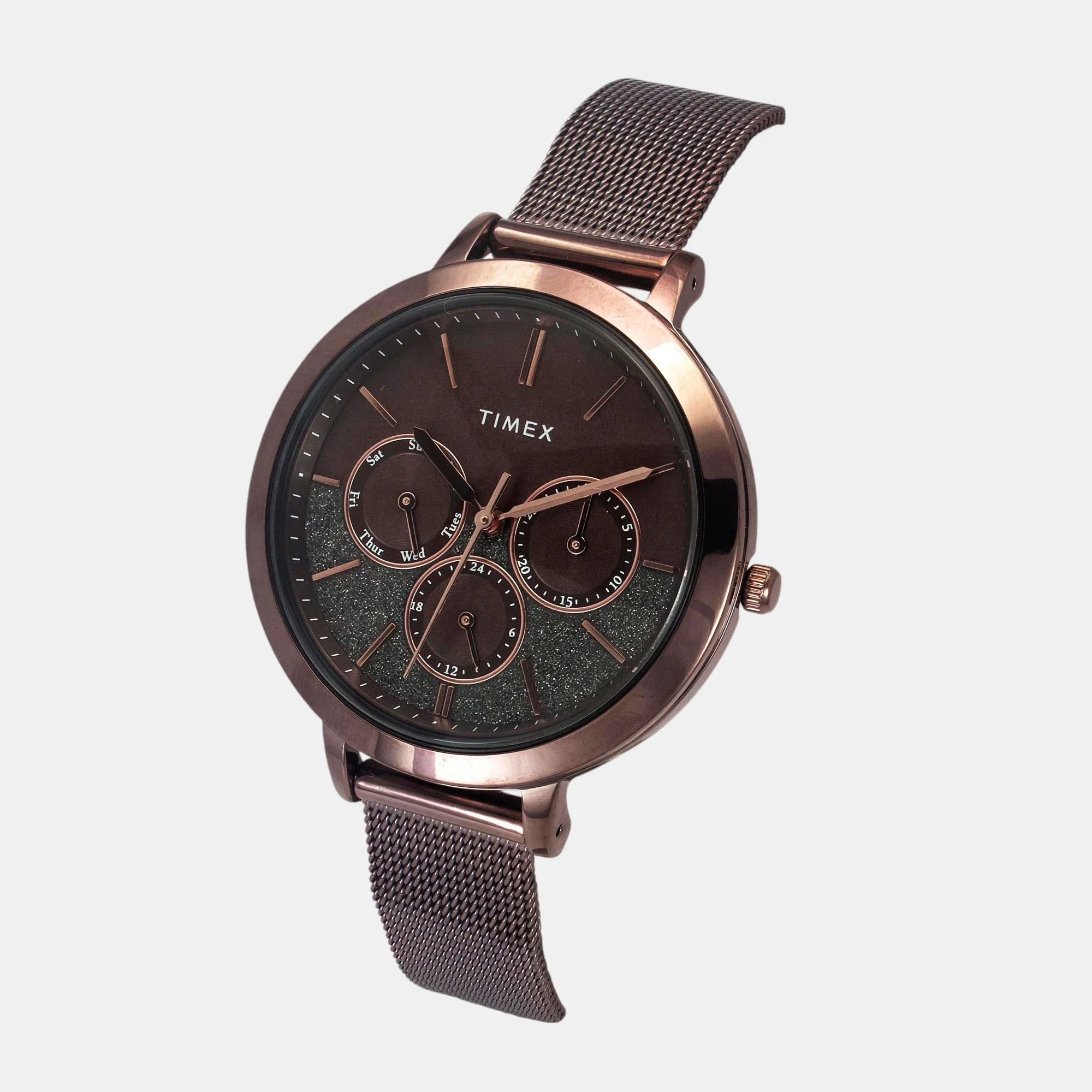 Fashion Women Quartz Brown Dial Multi-Function Stainless Steel Watch TWEL14507 - Image 3