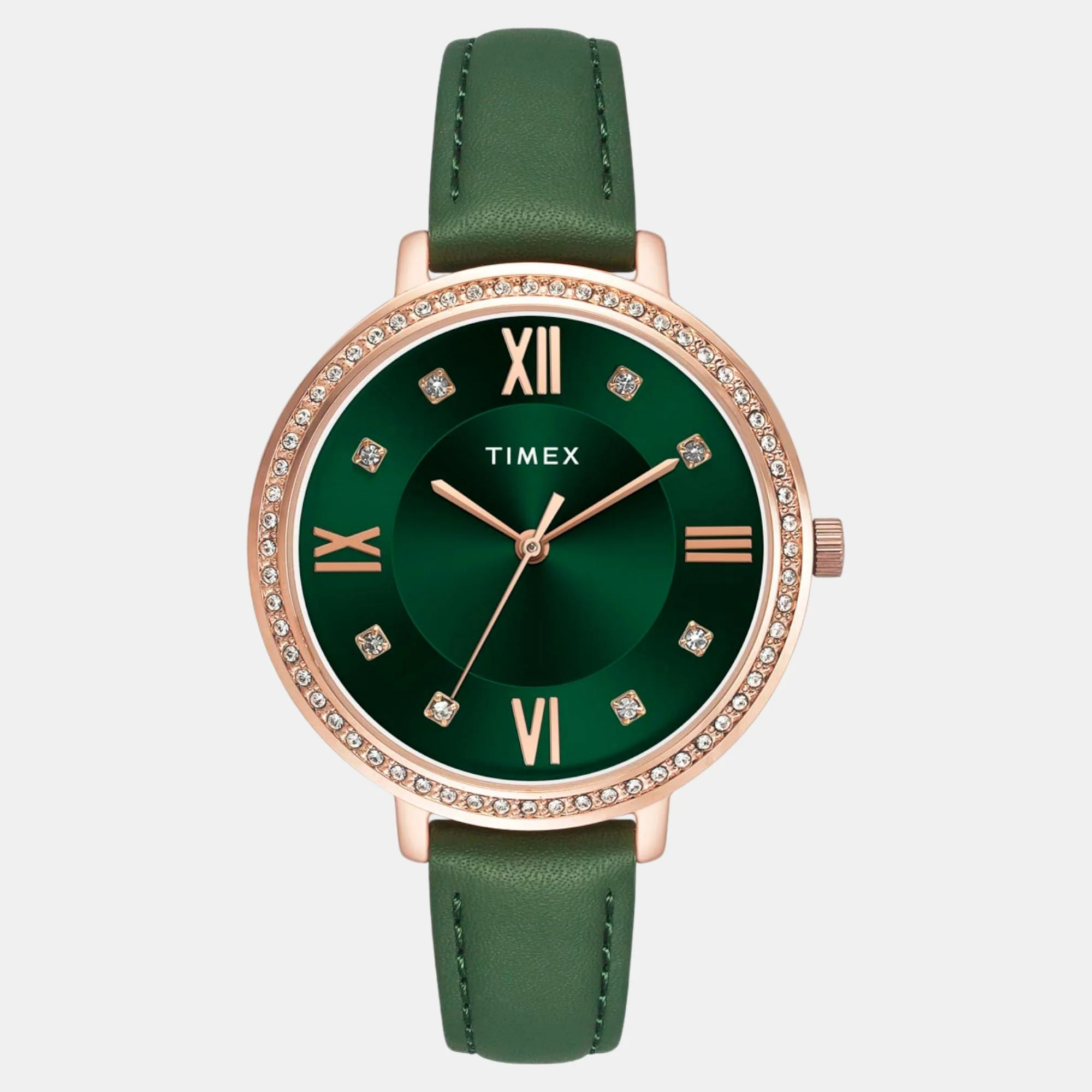 Fashion Women Quartz Green Dial Analog Leather Watch TWEL14713 - Image 2