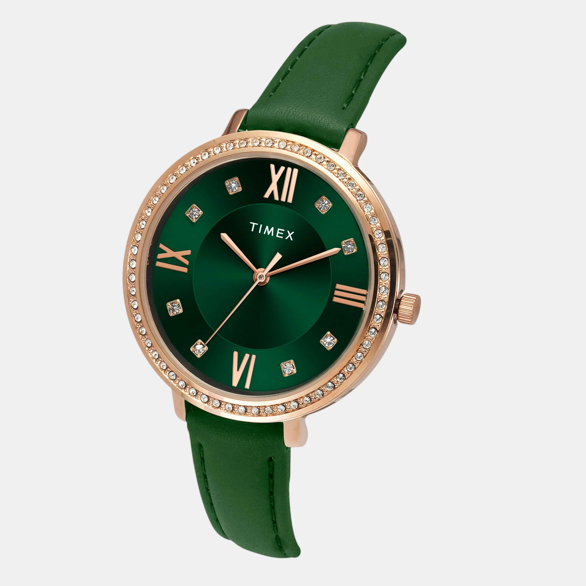 Fashion Women Quartz Green Dial Analog Leather Watch TWEL14713 - Image 3
