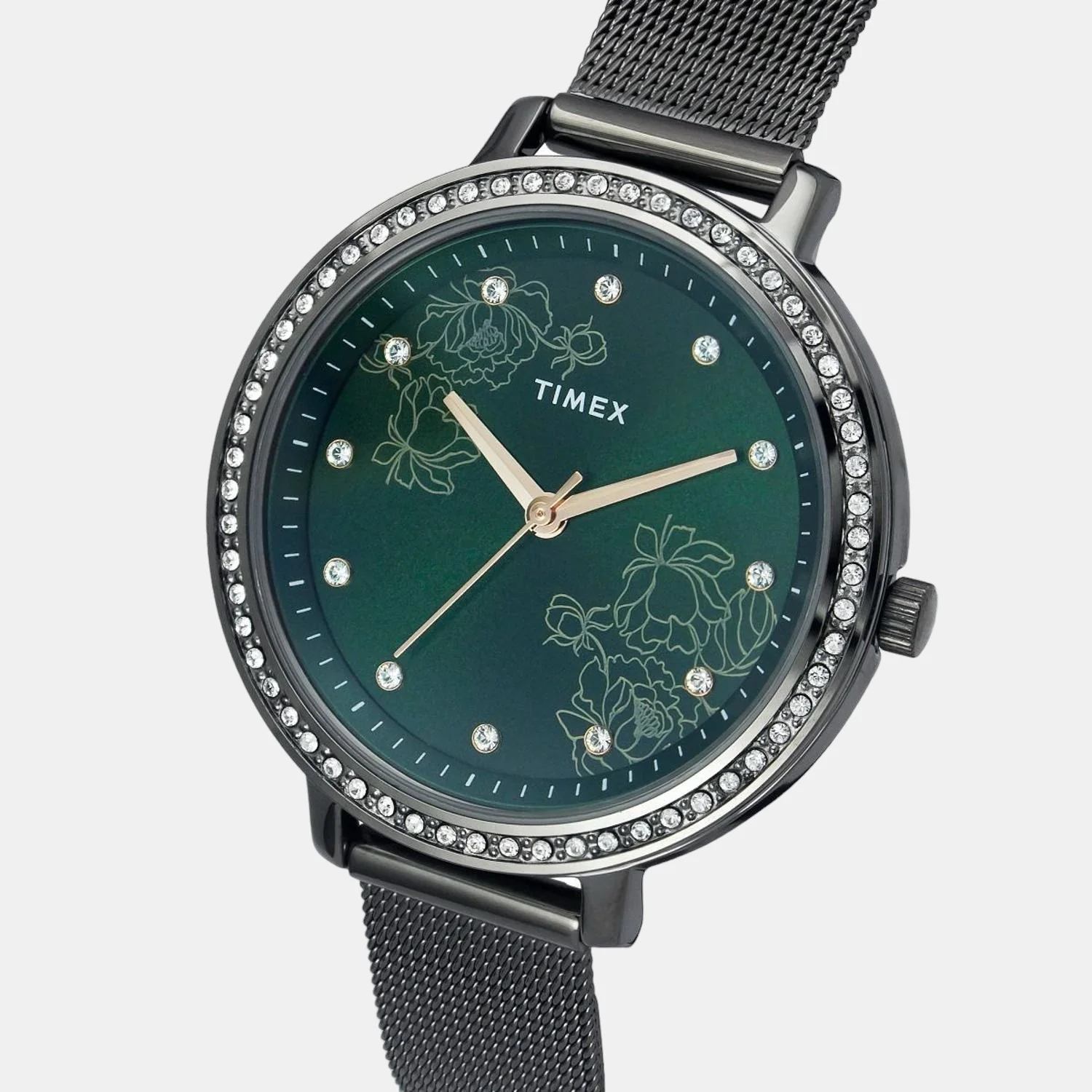 Fashion Women Quartz Green Dial Analog Mesh Watch TWEL14704 - Image 2