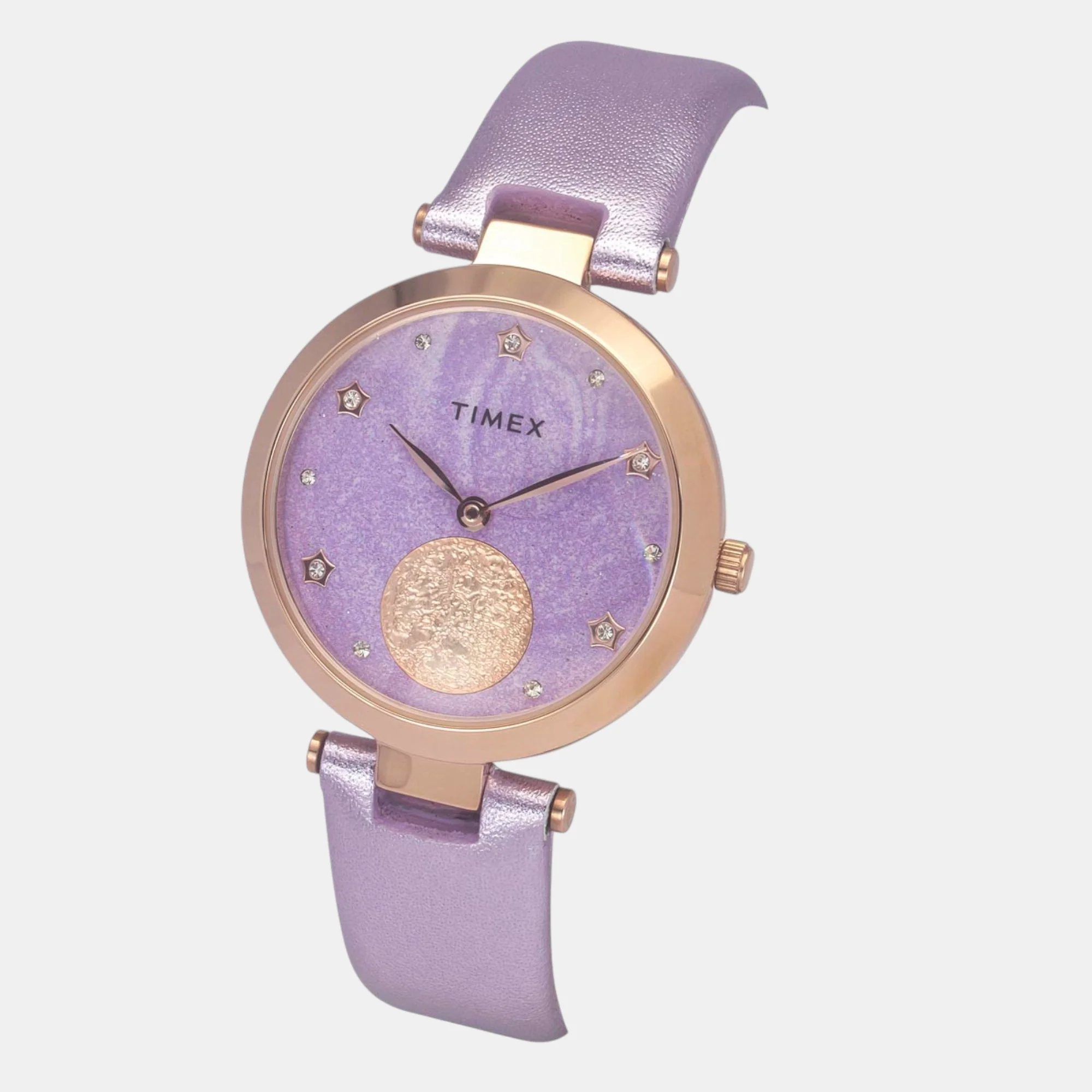 Fashion Women Quartz Lavender Dial Analog Leather Watch TWEL19200 - Image 2