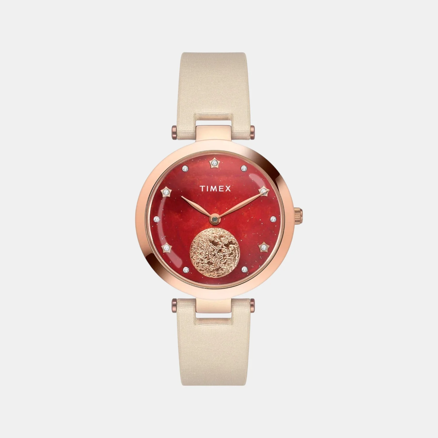 Fashion Women Quartz Orange Dial Analog Leather Watch TWEL19201