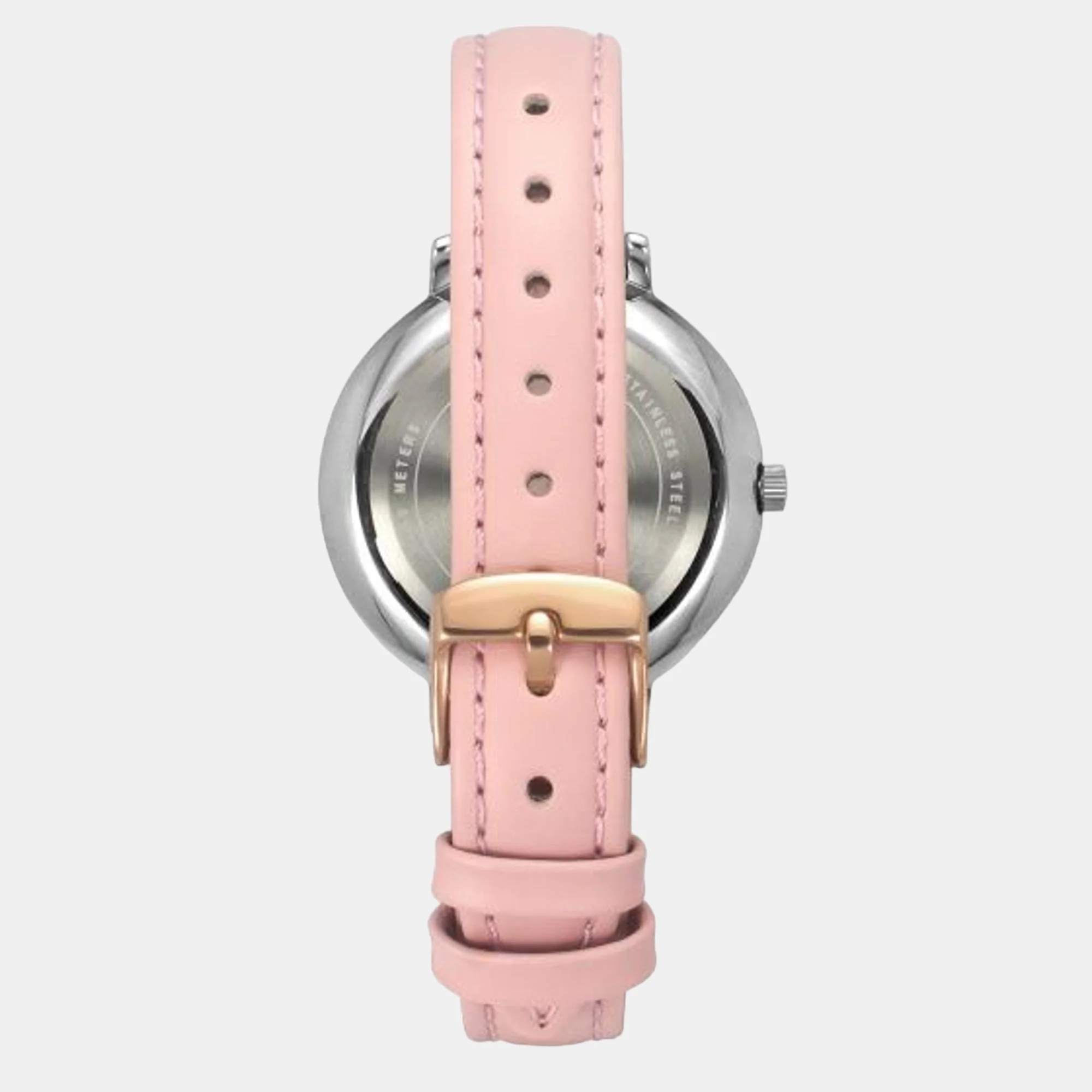 Fashion Women Quartz Pink Dial Analog Leather Watch TWEL14707 - Image 4
