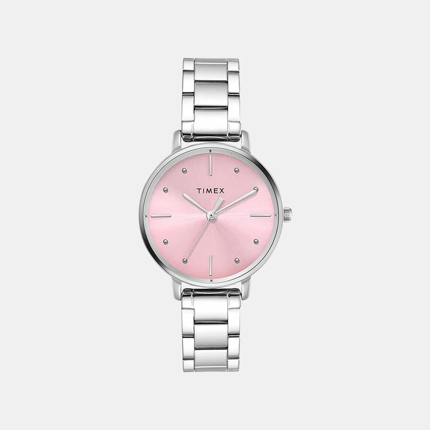 Fashion Women Quartz Pink Dial Analog Stainless Steel Watch TWEL15824