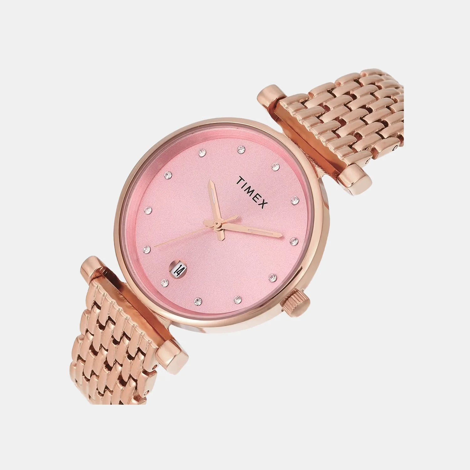 Fashion Women Quartz Pink Dial Analog Stainless Steel Watch TWEL21601 - Image 2