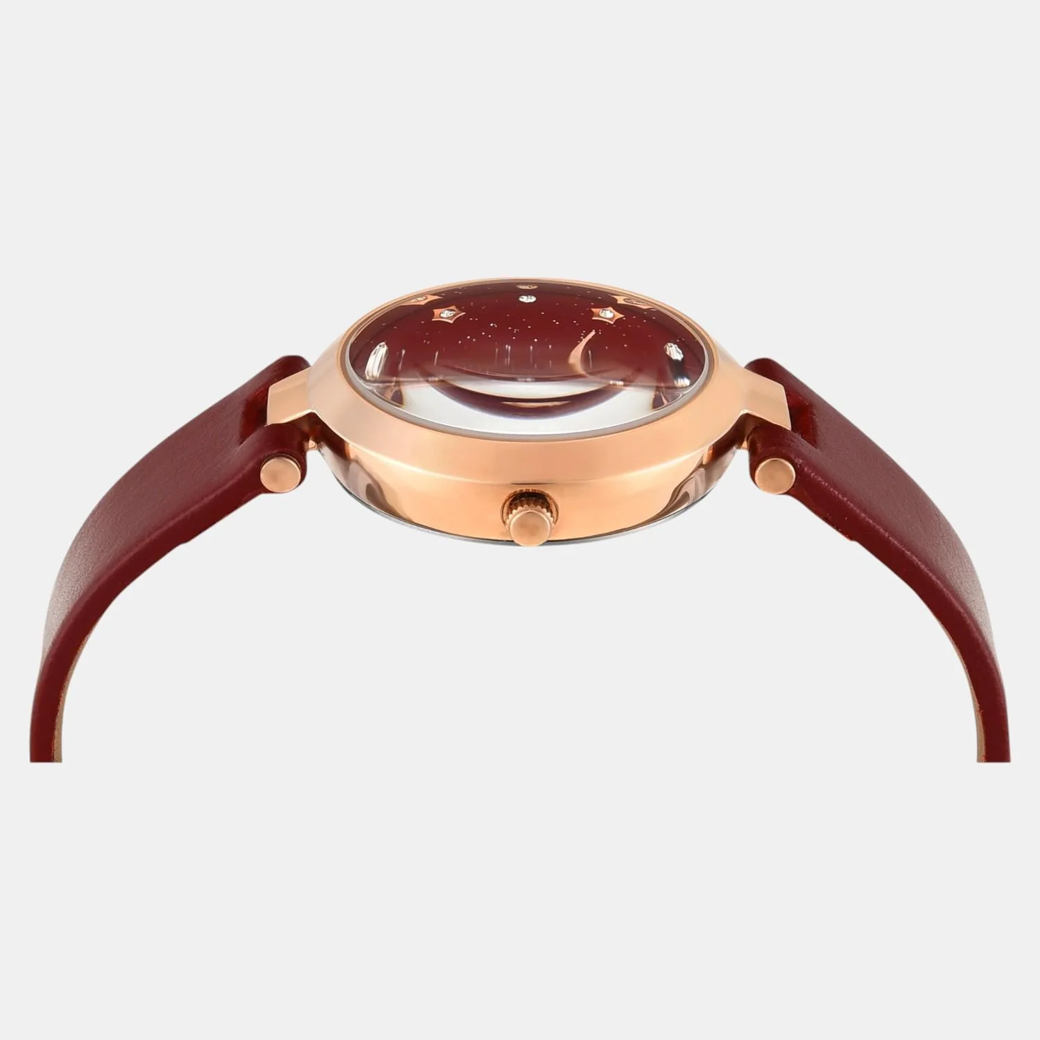 Fashion Women Quartz Red Dial Analog Leather Watch TWEL19205 - Image 3