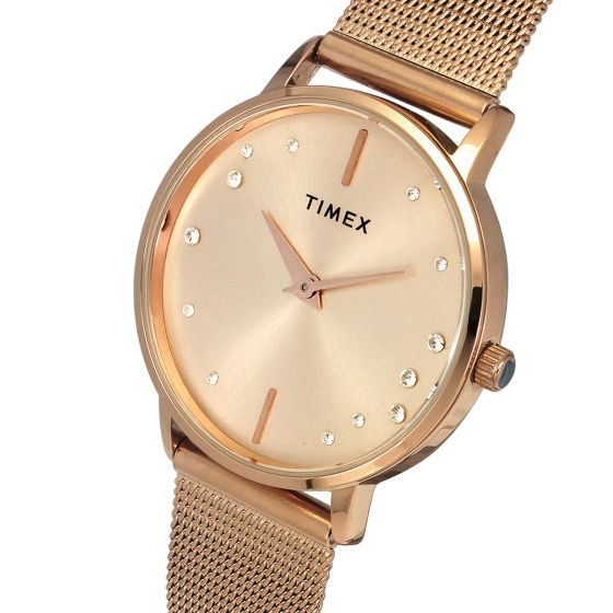 Fashion Women Quartz Rose Gold Dial Analog Brass Watch TWEL15602 - Image 4