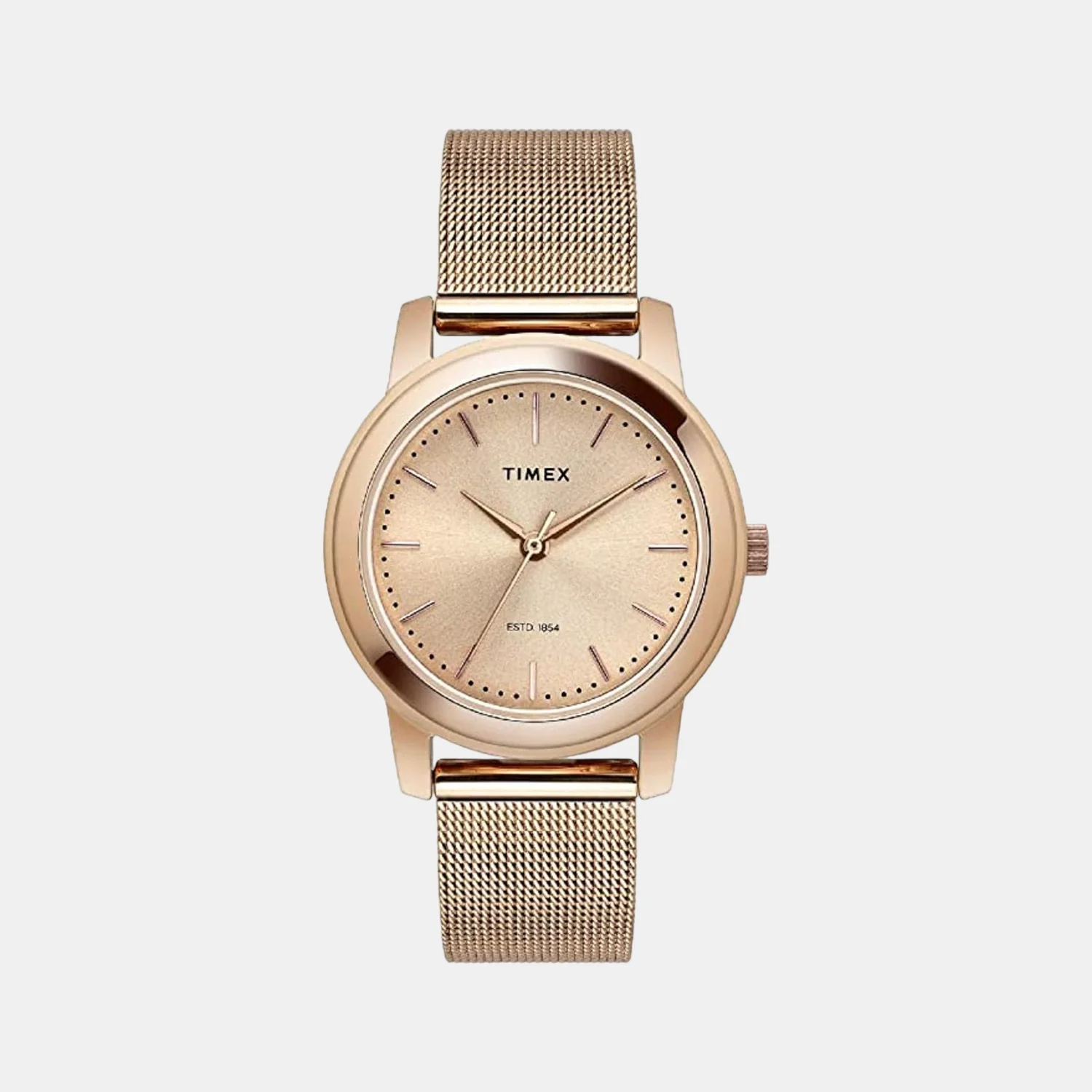 Fashion Women Quartz Pink Dial Analog Mesh Watch TW000W111