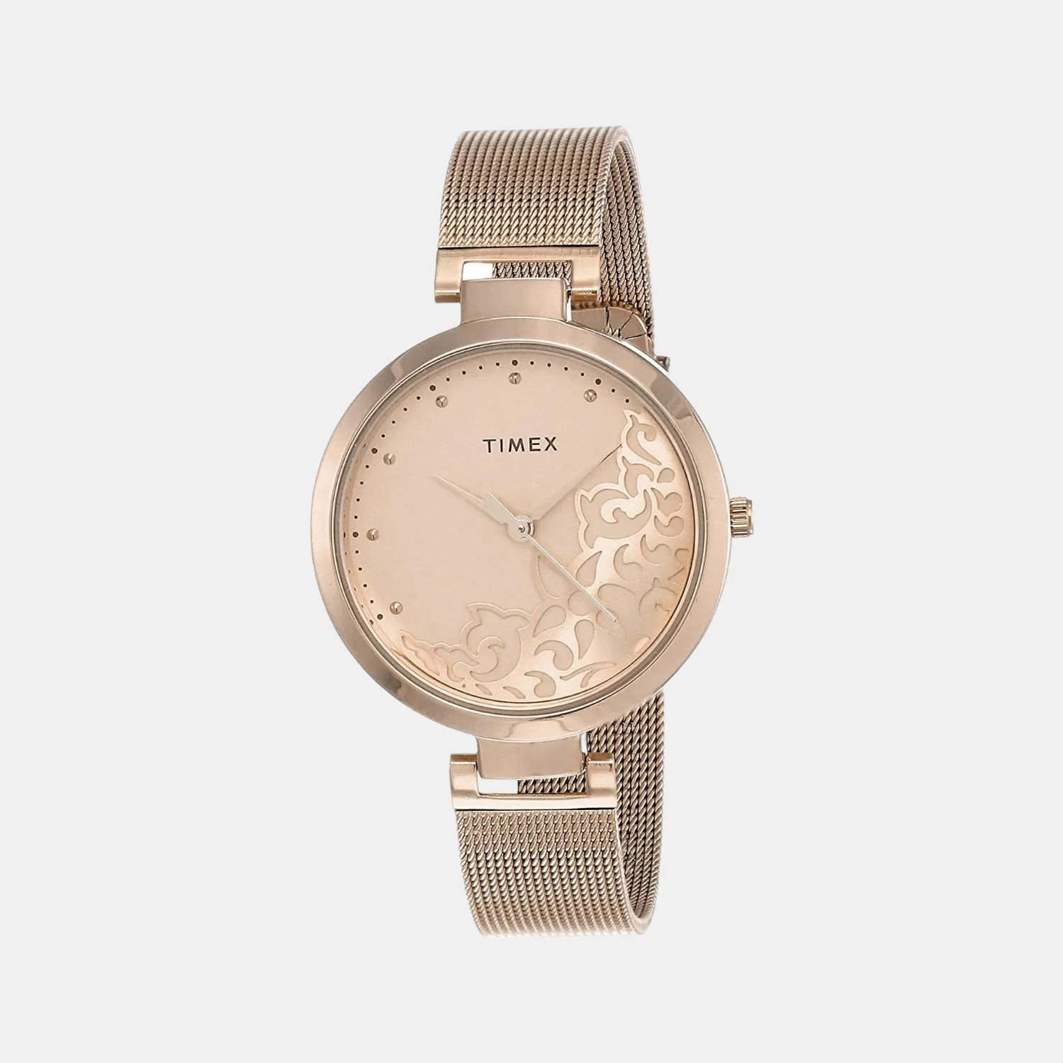 Fashion Women Quartz Pink Dial Analog Mesh Watch TW000X219