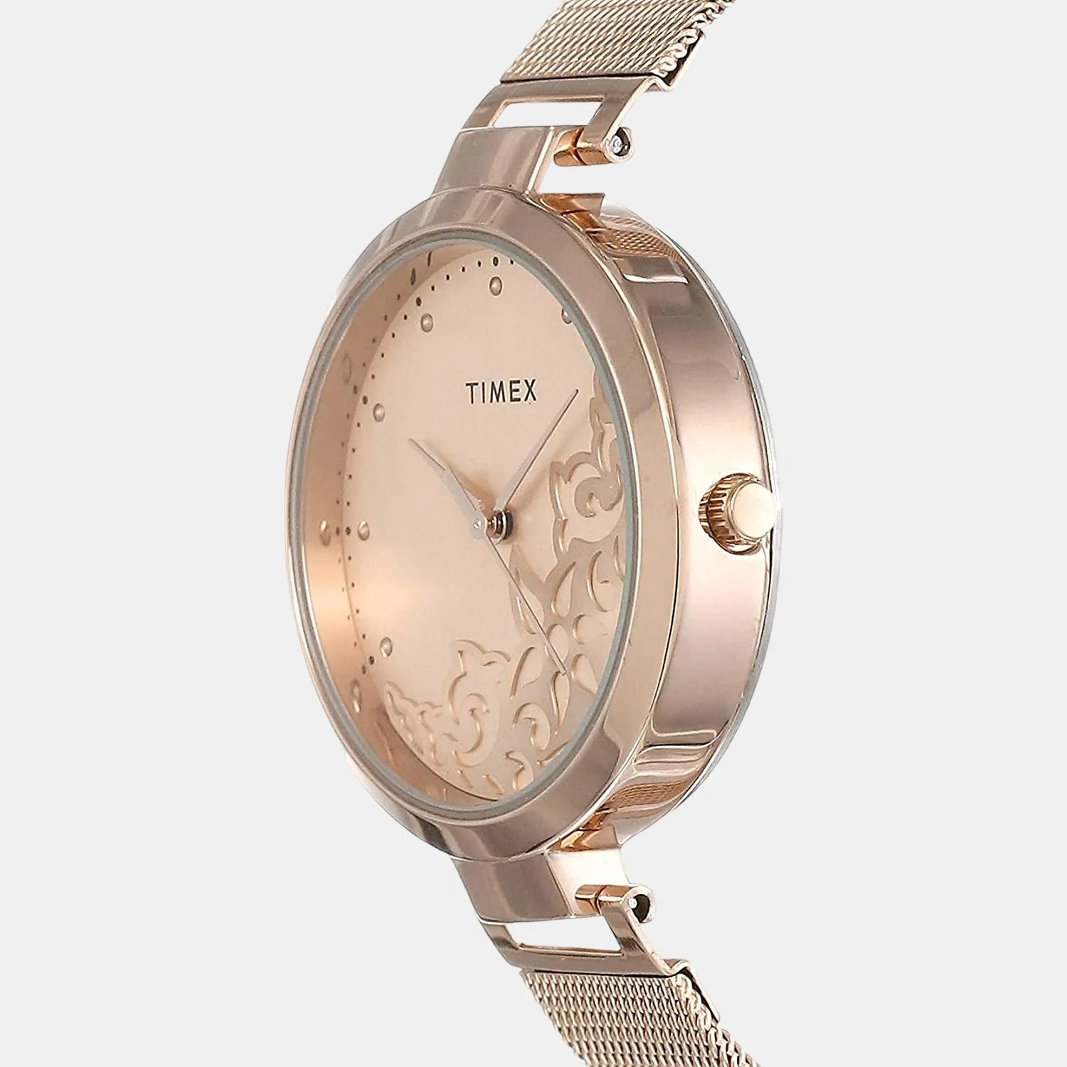 Fashion Women Quartz Pink Dial Analog Mesh Watch TW000X219 - Image 2