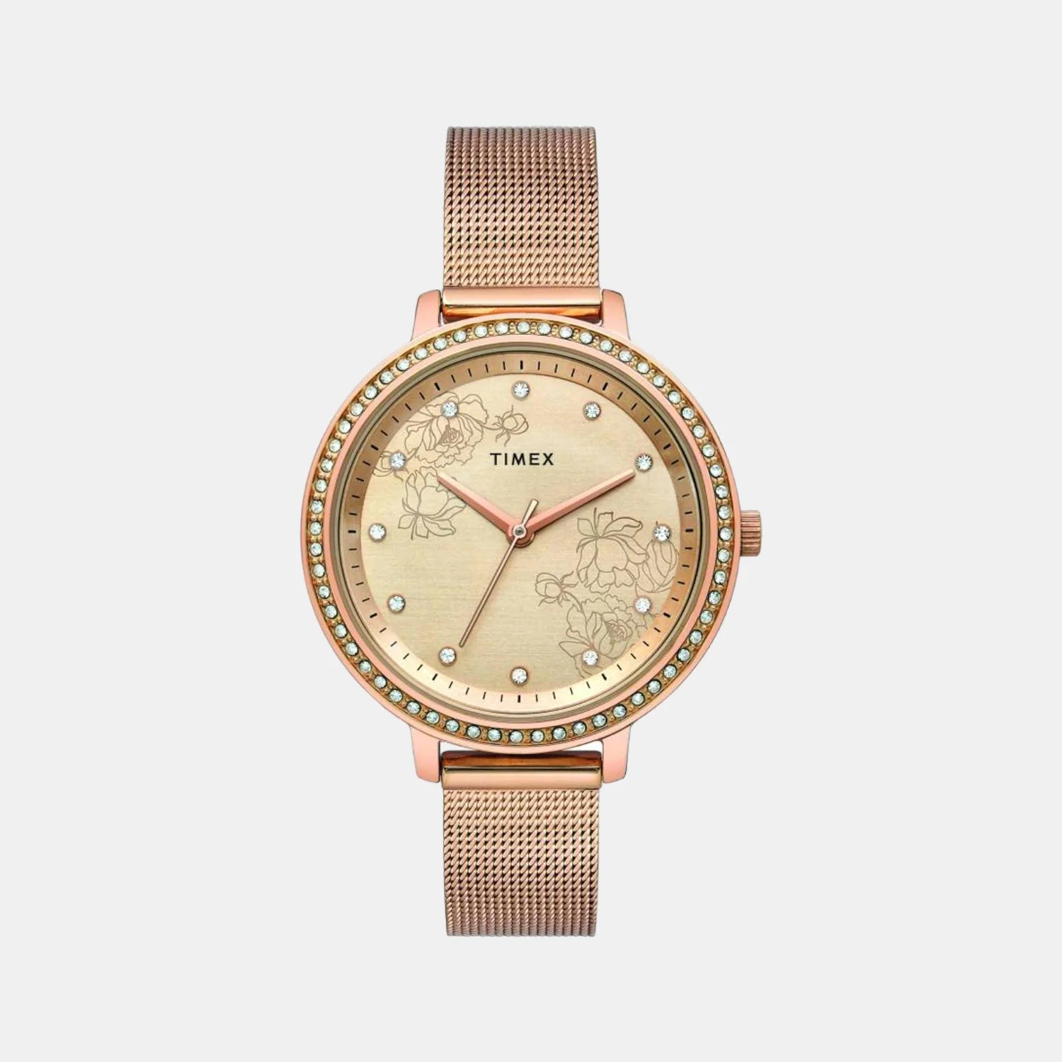 Fashion Women Quartz Rose Gold Dial Analog Stainless Steel Watch TWEL14701