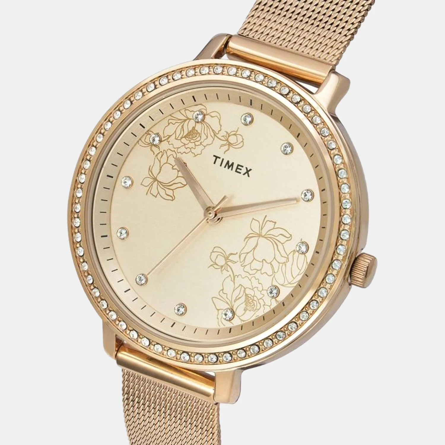 Fashion Women Quartz Rose Gold Dial Analog Stainless Steel Watch TWEL14701 - Image 4