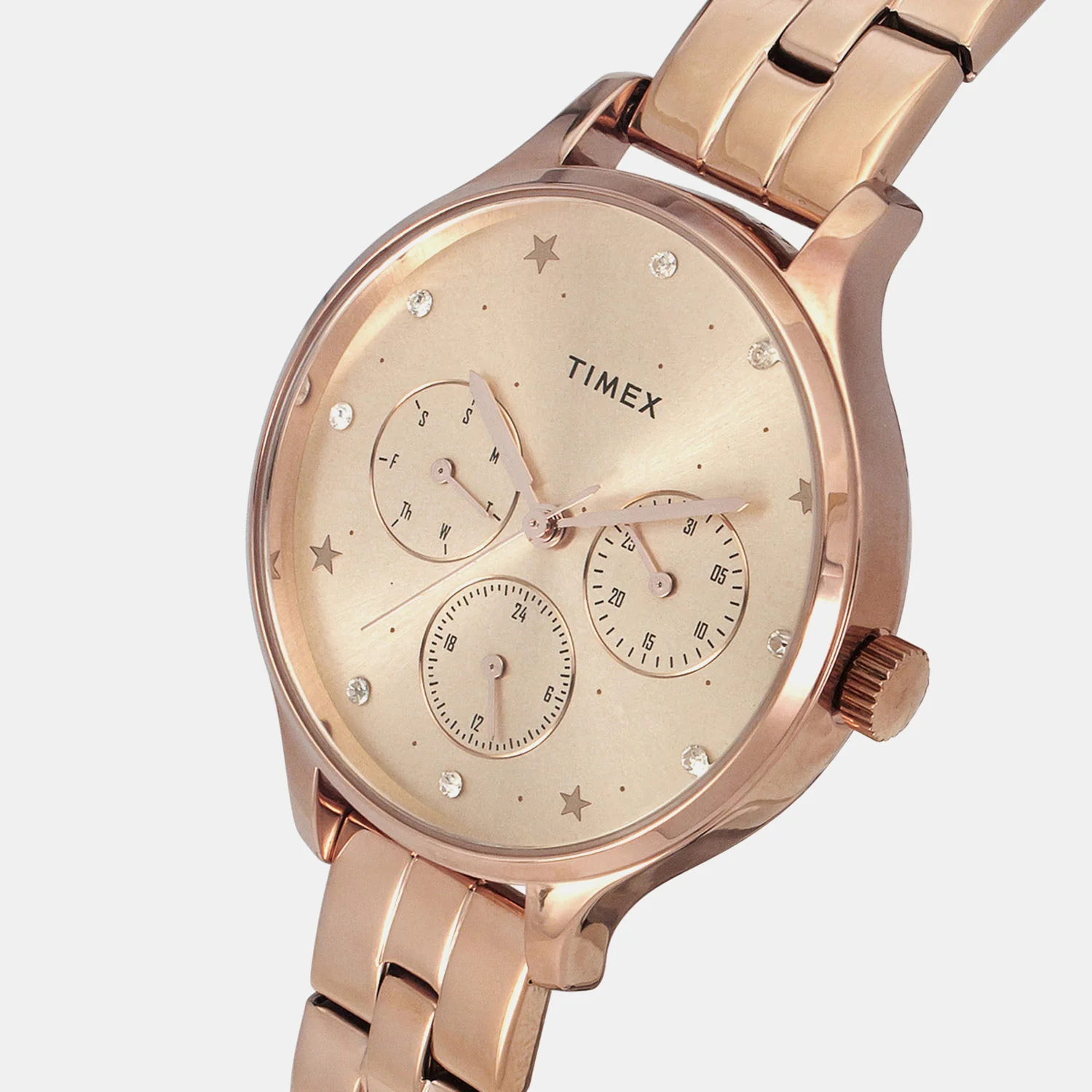 Fashion Women Quartz Rose Gold Dial Chronograph Brass Watch TWEL14814 - Image 2