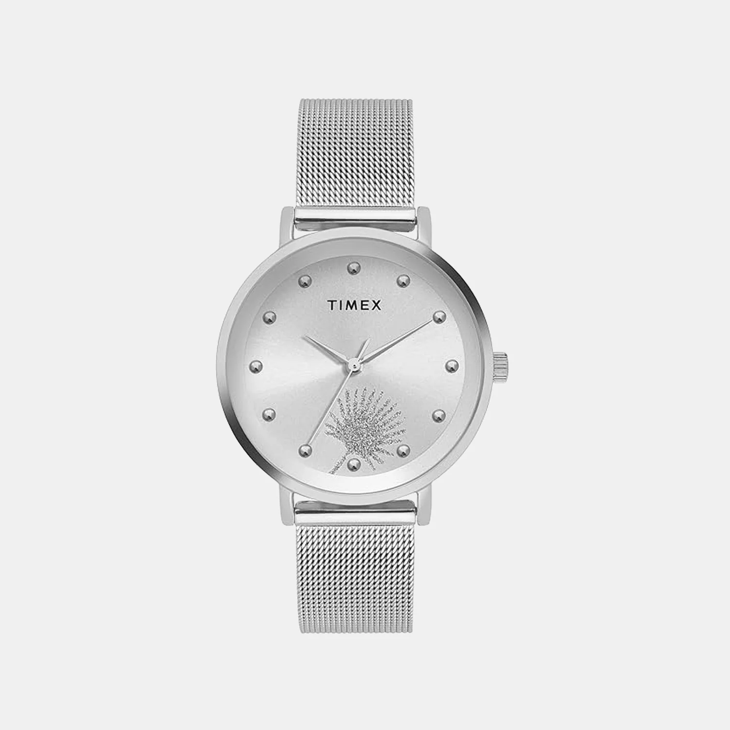 Fashion Women Quartz Silver Dial Analog Mesh Watch TWEL12920
