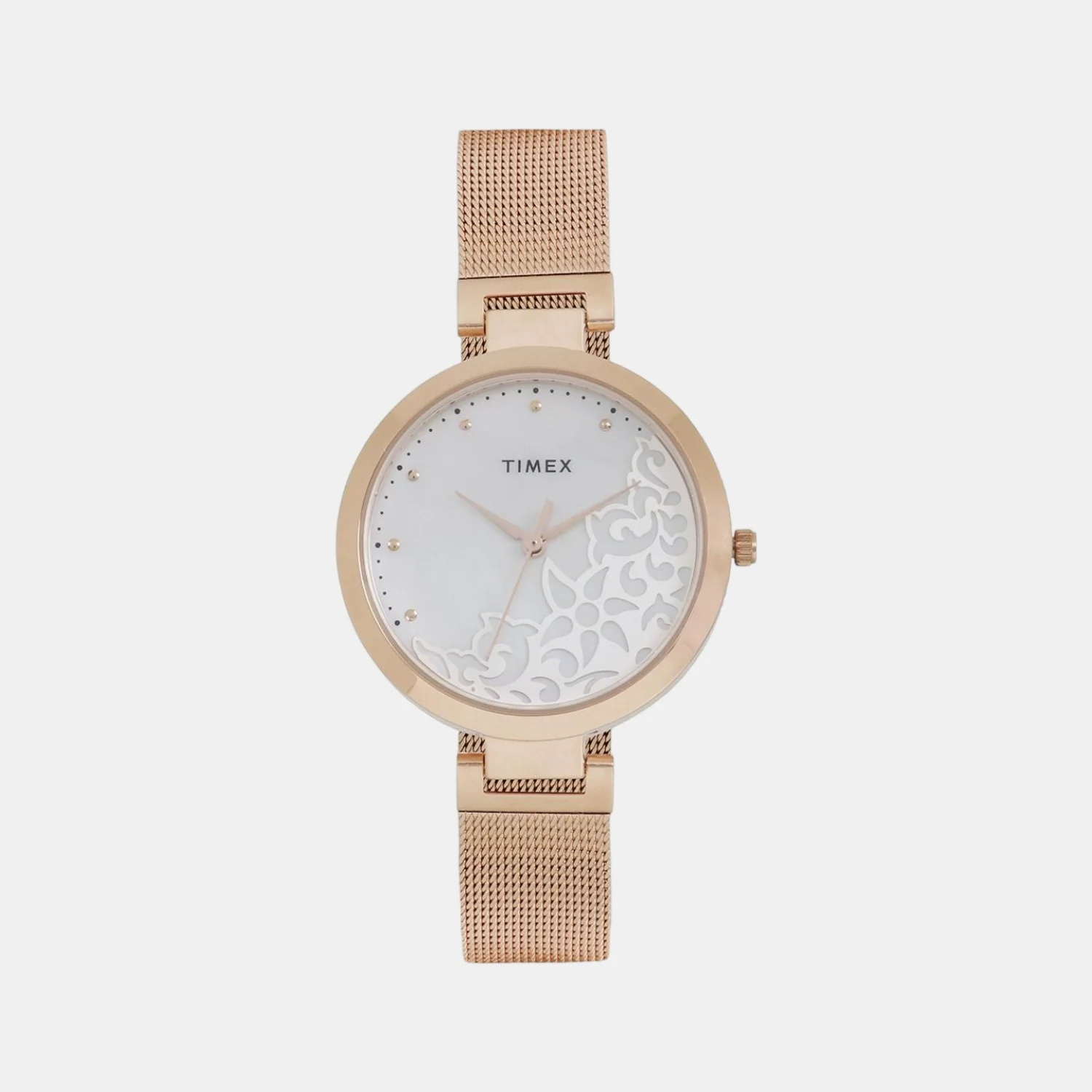 Fashion Women Quartz Silver Dial Analog Mesh Watch TW000X220