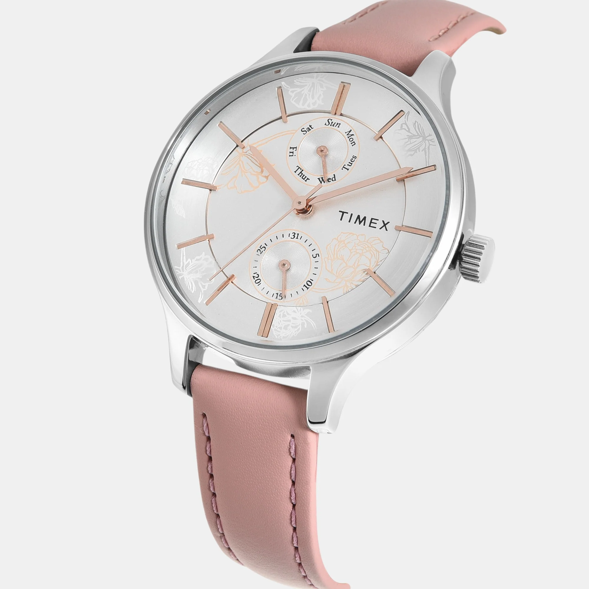 Fashion Women Quartz Silver Dial Multi-Function Leather Watch TWEL14822 - Image 2