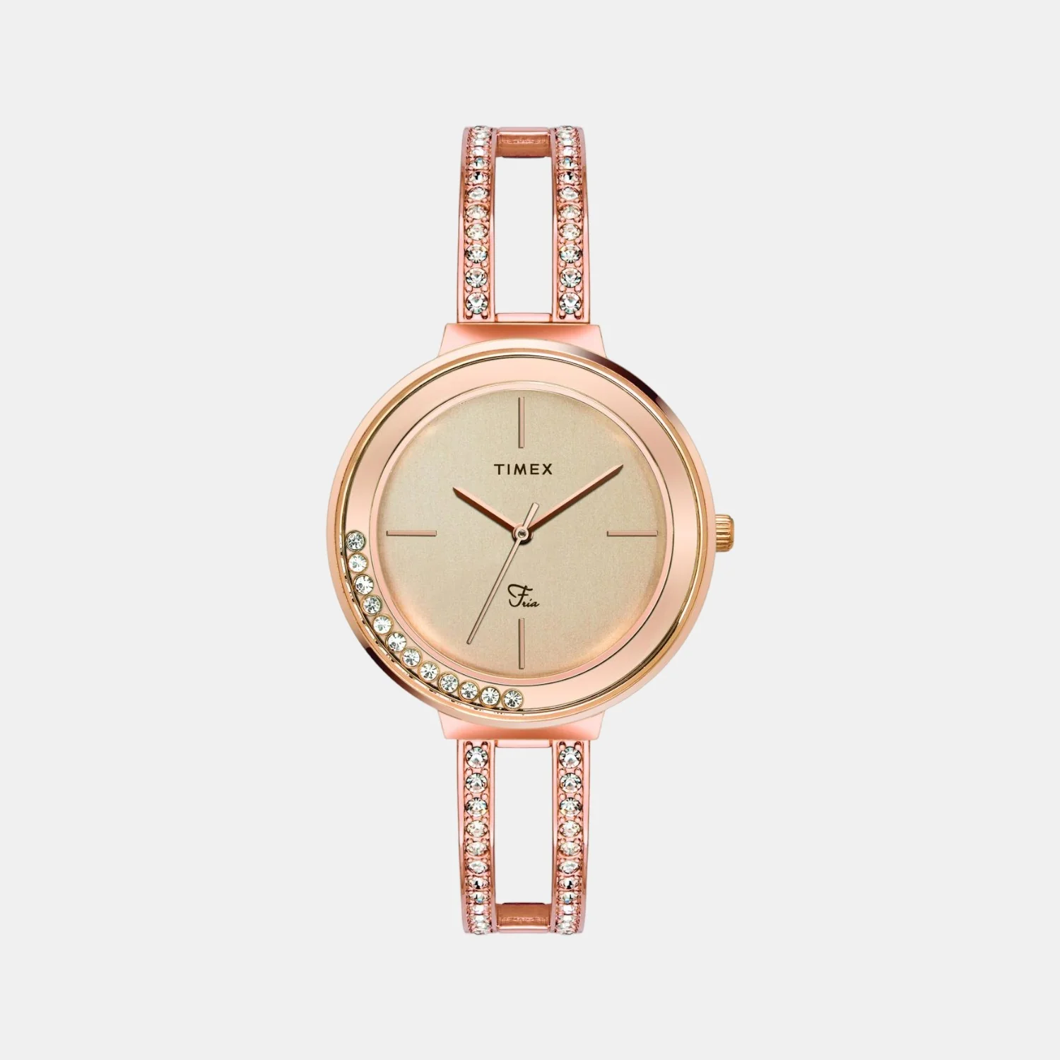 Fria Women Quartz Beige Dial Analog Stainless Steel Watch TWEL13501