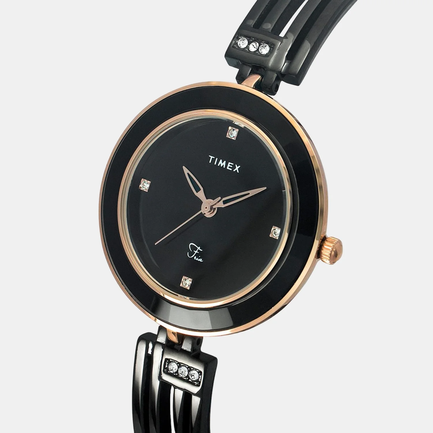Fria Women Quartz Black Dial Analog Stainless Steel Watch TWEL16201 - Image 5