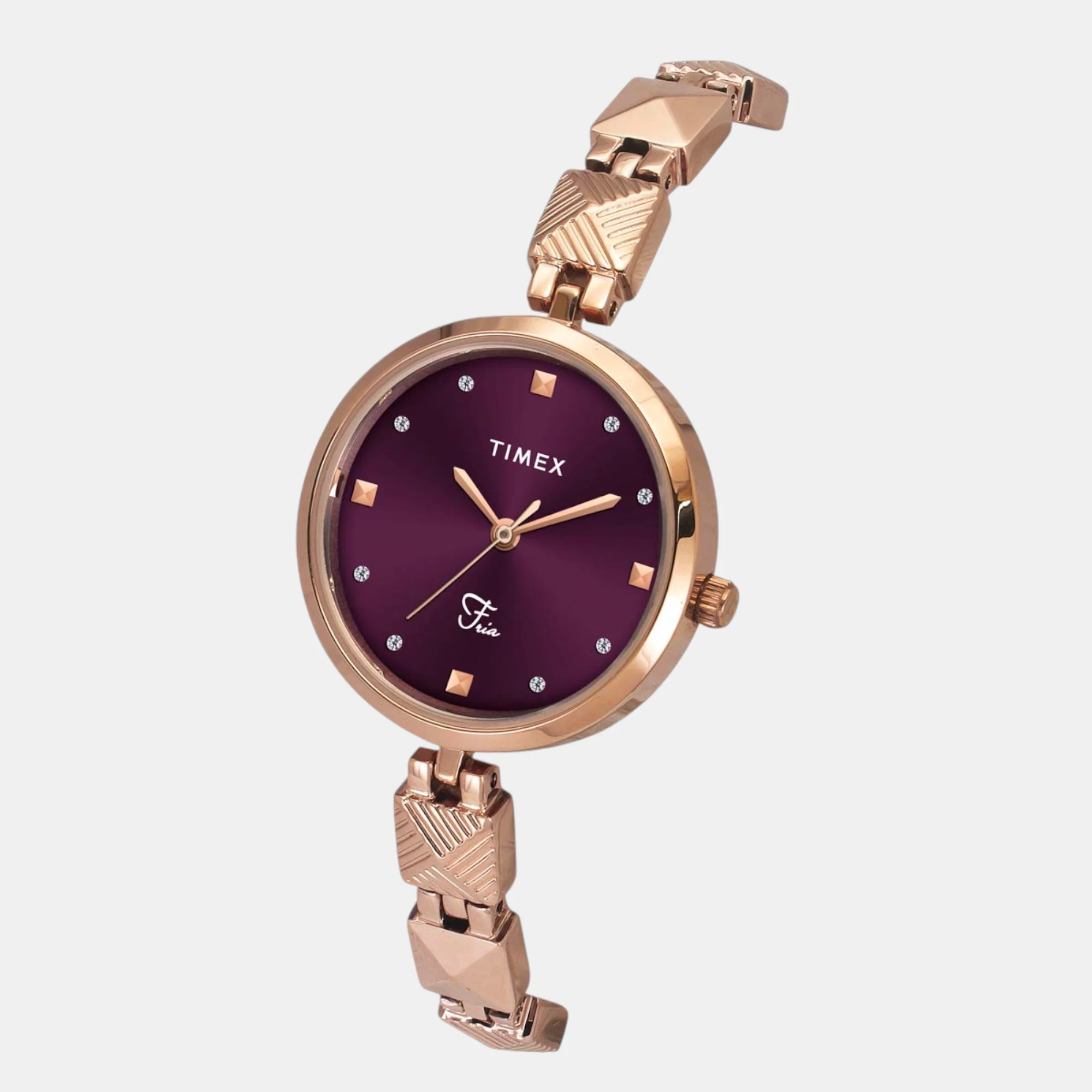 Fria Women Quartz Burgundy Dial Analog Brass Watch TWEL18310 - Image 2