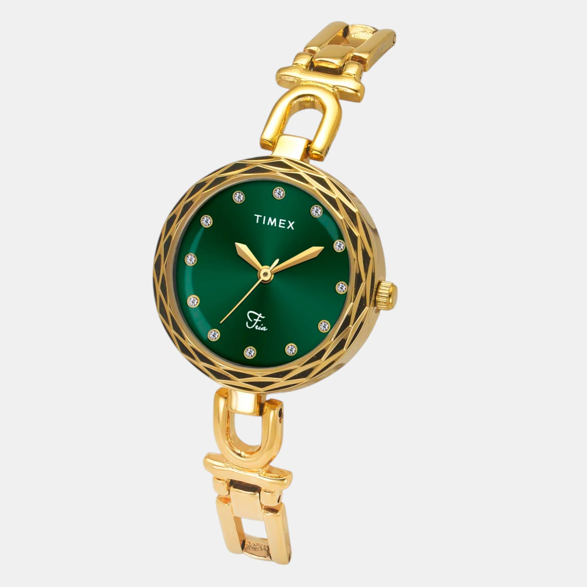 Fria Women Quartz Green Dial Analog Brass Watch TWEL19900 - Image 2