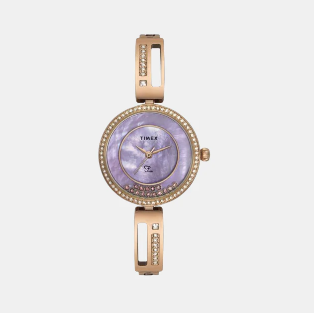 Fria Women Quartz Purple Dial Analog Brass Watch TWEL16502 - Image 2