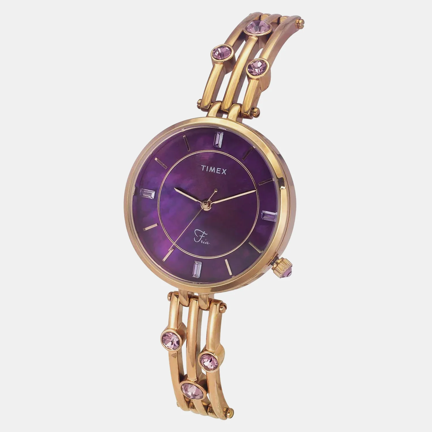 Fria Women Quartz Purple Mother Of Pearl Dial Analog Brass Watch TWEL16005 - Image 2