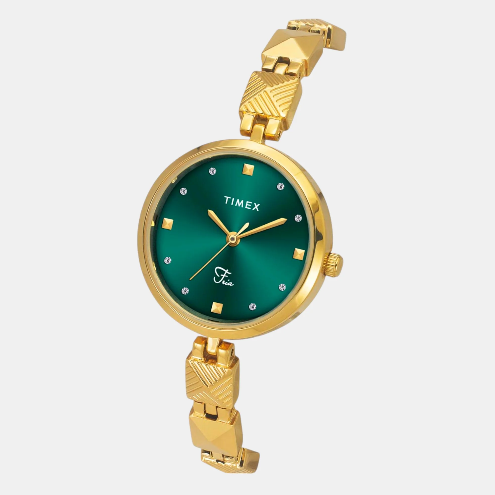 Fria Women Quartz Teal Dial Analog Brass Watch TWEL18308 - Image 3
