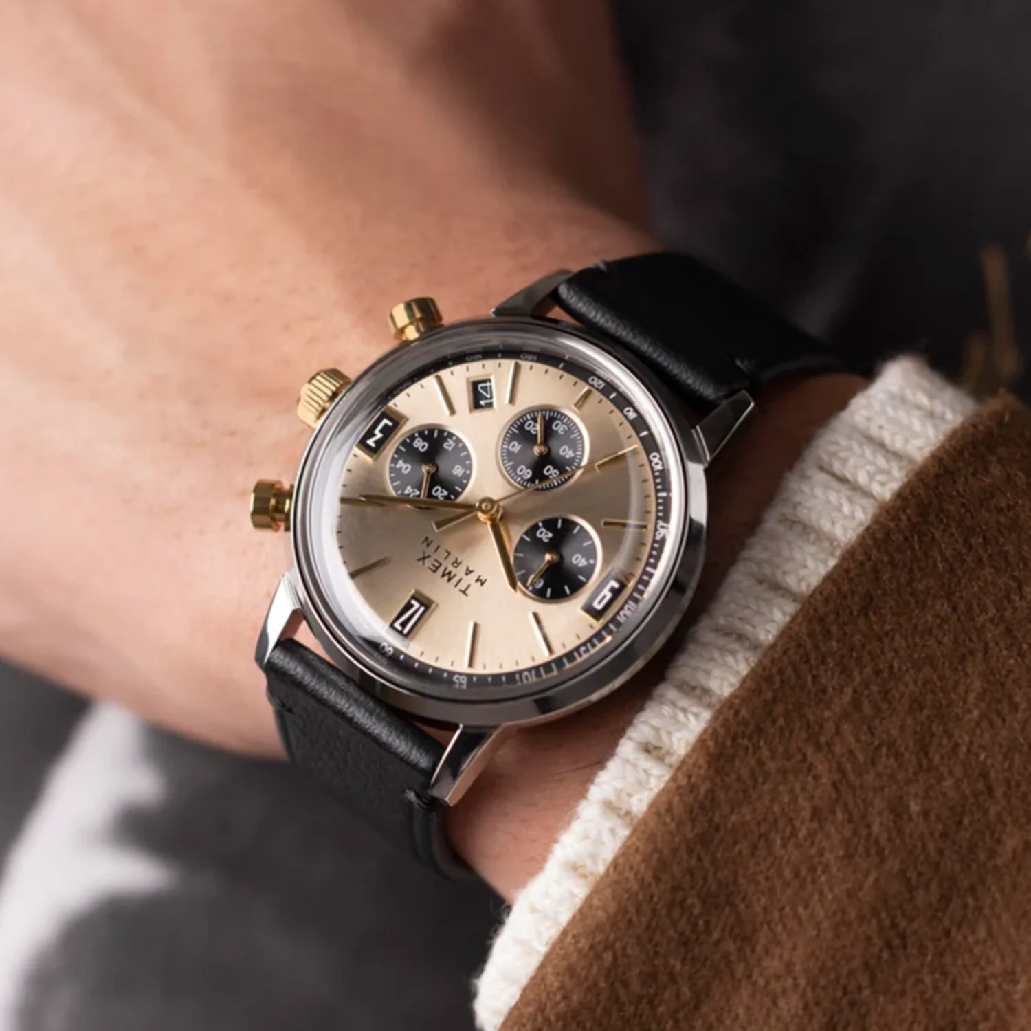 Marlin Men Quartz Champagne Dial Chronograph Leather Watch TW2W60300UJ - Image 6