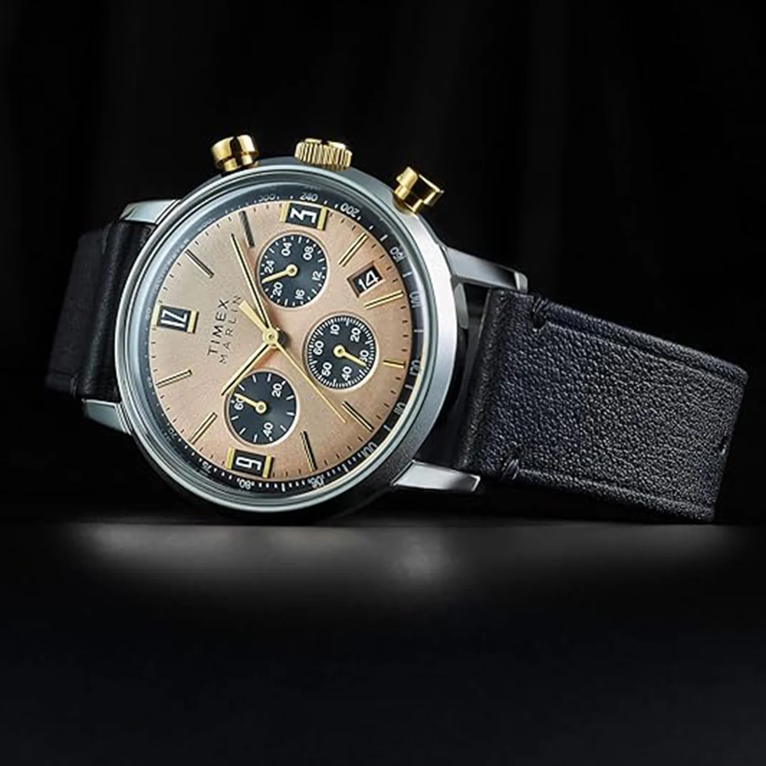 Marlin Men Quartz Champagne Dial Chronograph Leather Watch TWEG26709 - Image 3