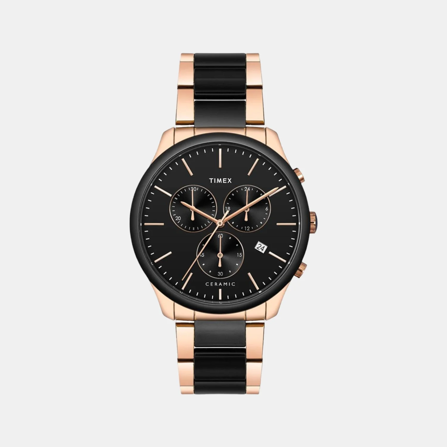 Men Quartz Black Dial Chronograph Stainless Steel Watch TWEG21702