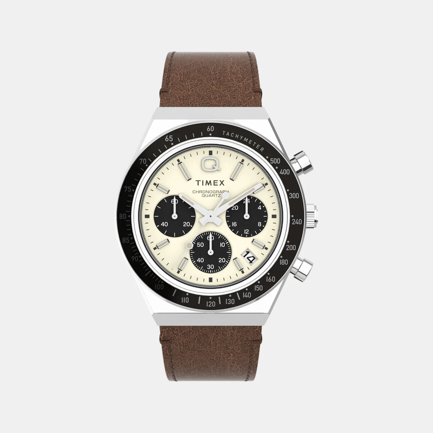 Men Quartz Cream Dial Analog Leather Watch TW2V42800U9