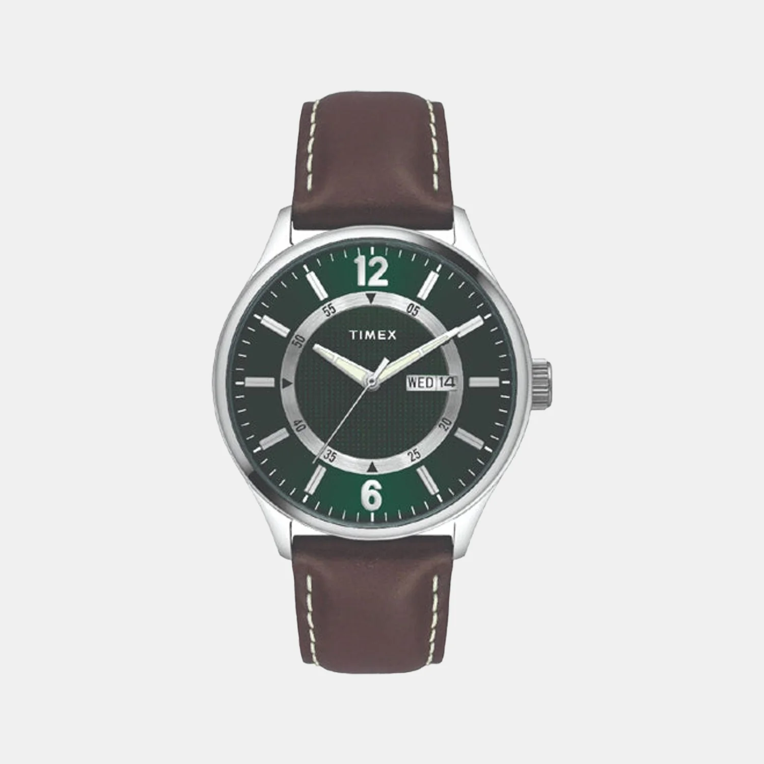 Men Quartz Green Dial Analog Leather Watch TWEG19801
