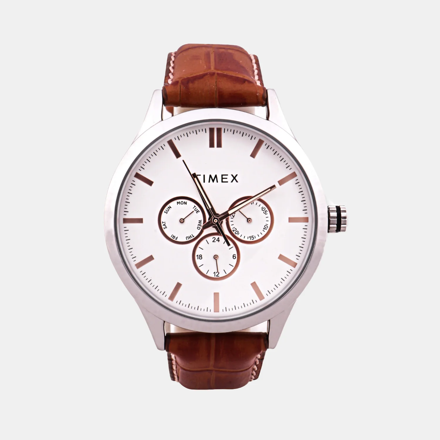 Men Quartz White Dial Chronograph Leather Watch TW00ZR299