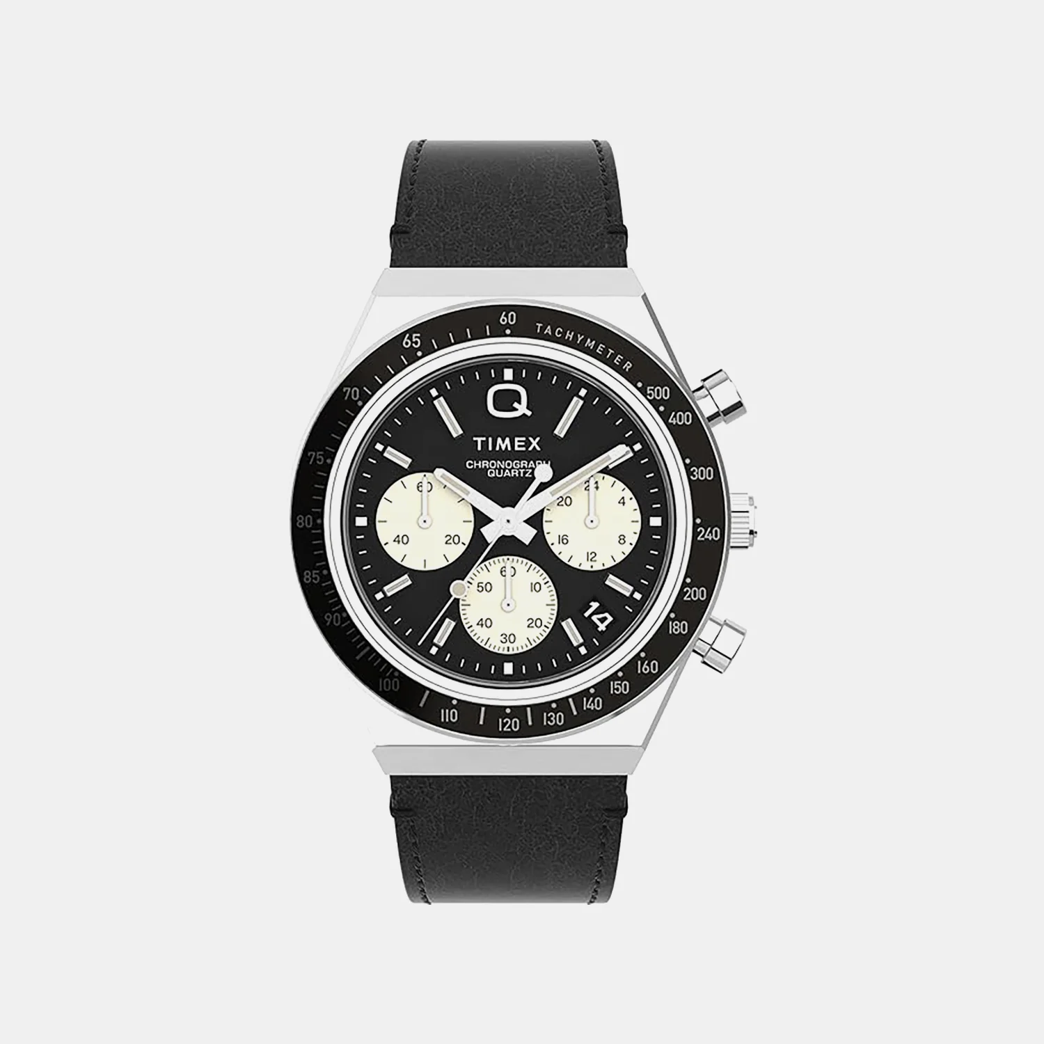 Q Diver Men Quartz Black Dial Chronograph Leather Watch TWEG26408