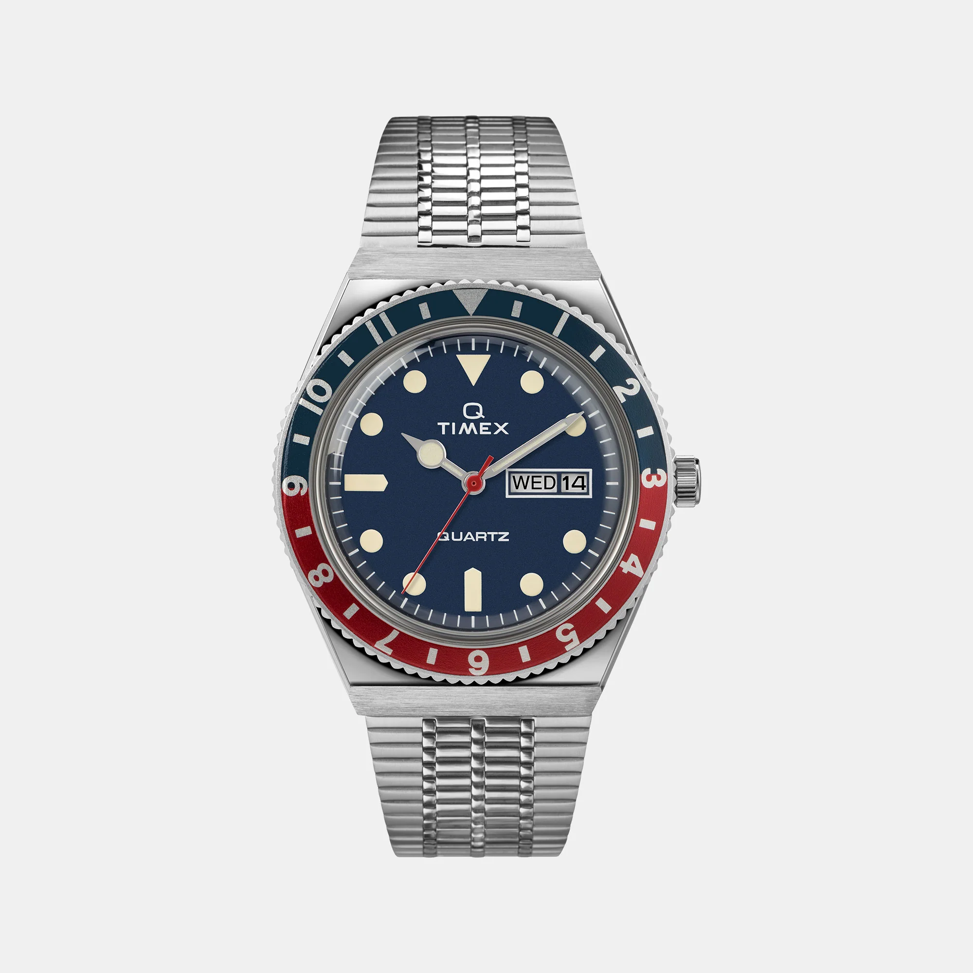 Q Timex Men Quartz Blue Dial Analog Stainless Steel Watch TW2T80700U9
