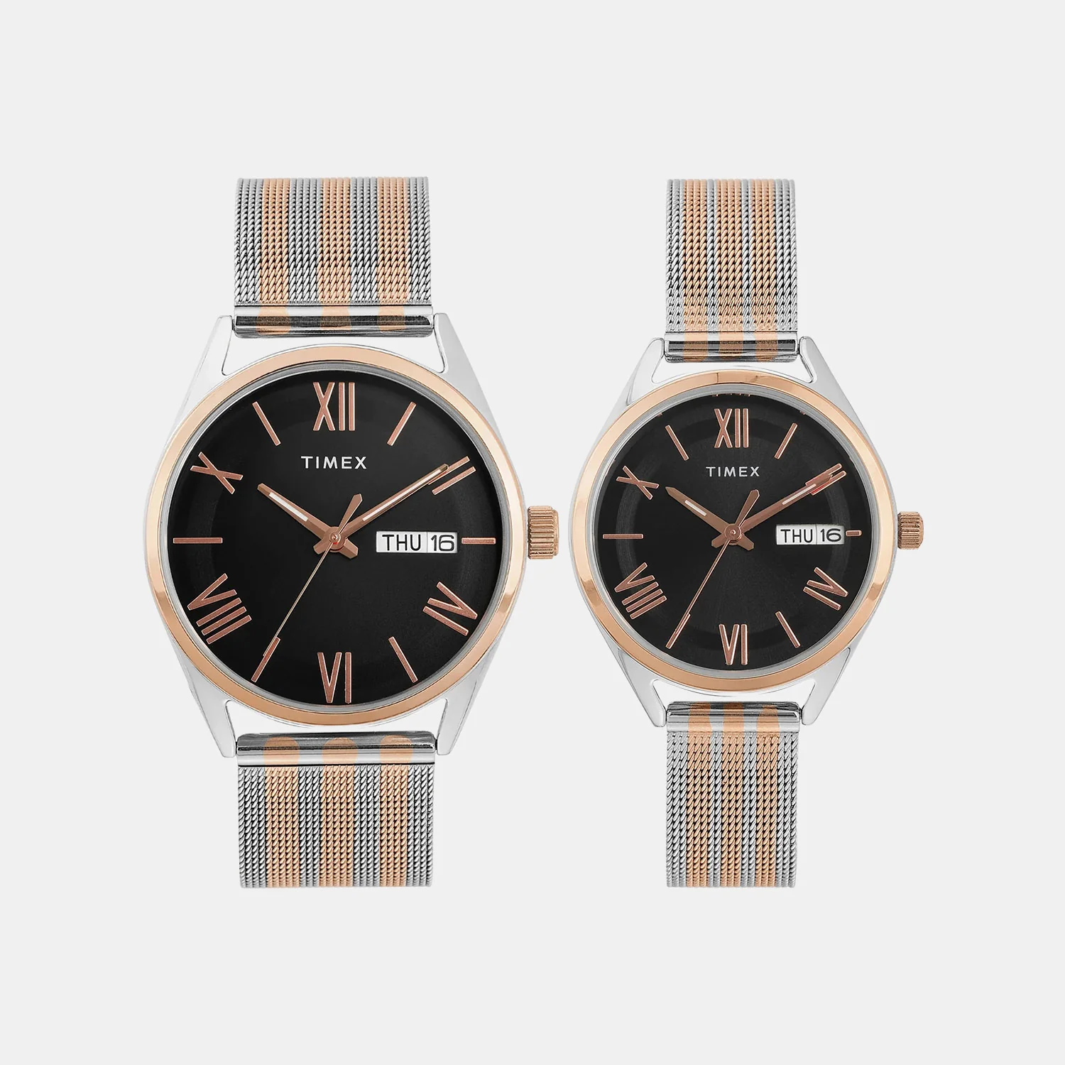 Trendline Couple Quartz Black Dial Analog Mesh Watch TW00PR351