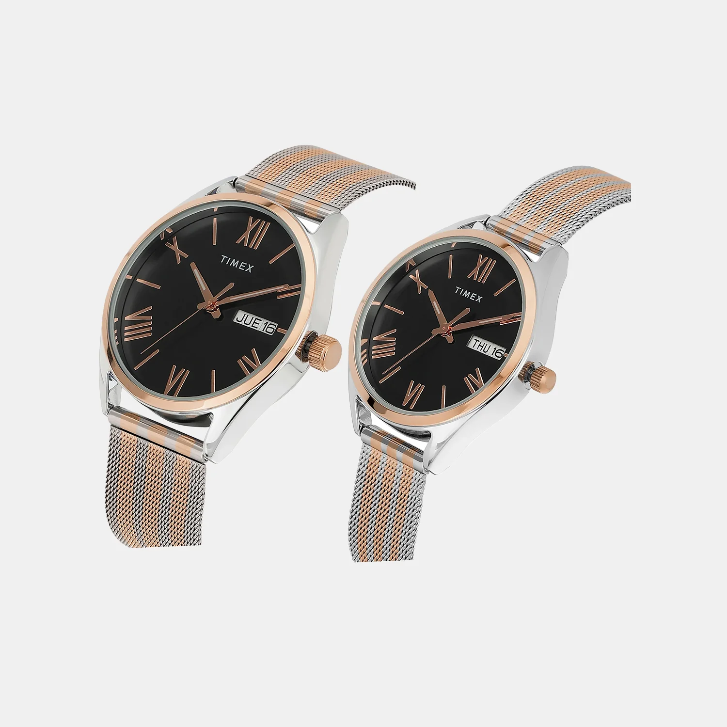 Trendline Couple Quartz Black Dial Analog Mesh Watch TW00PR351 - Image 3